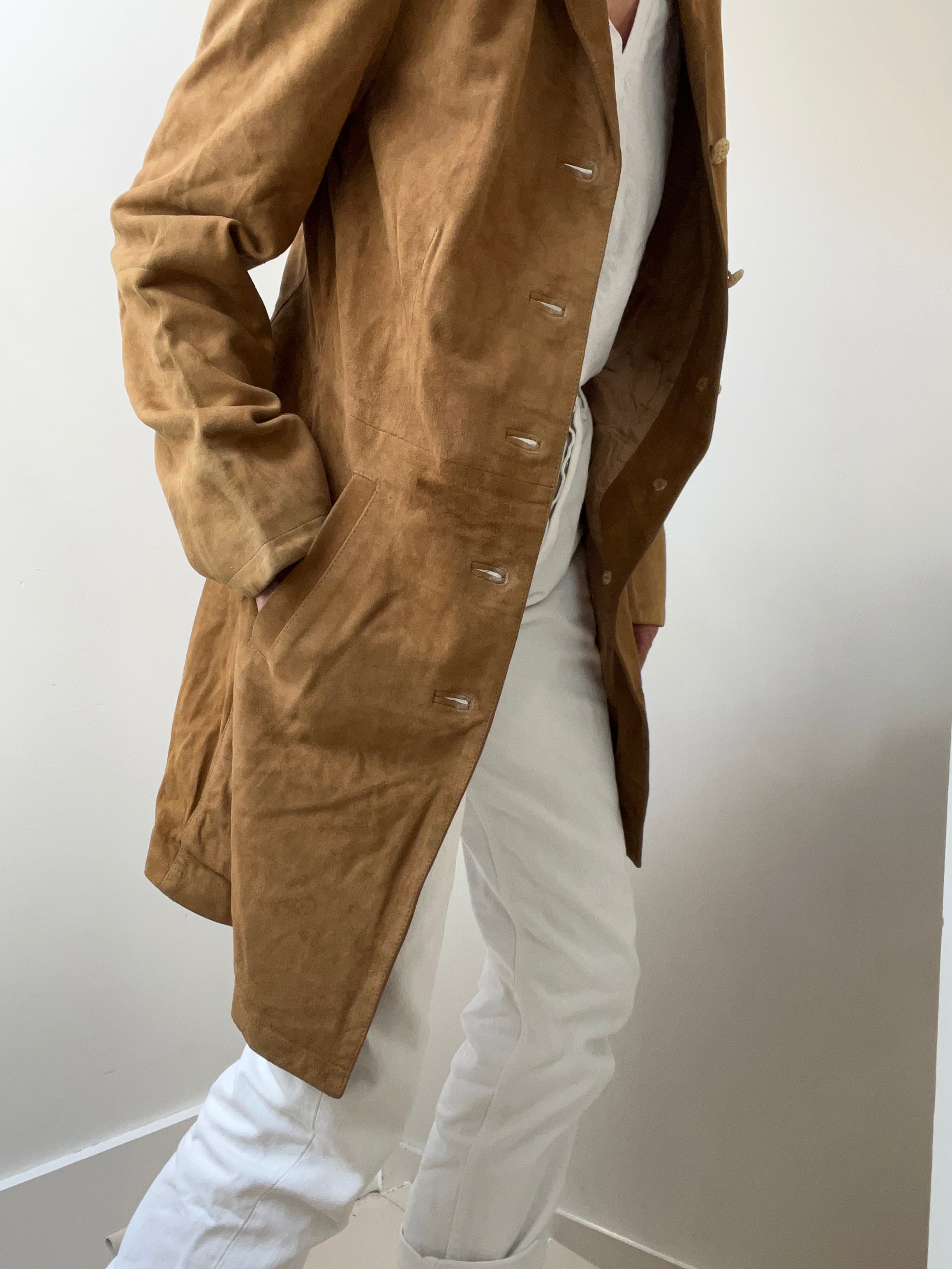 Not specified Jackets Medium Tan Suede Jacket Woven Buttons