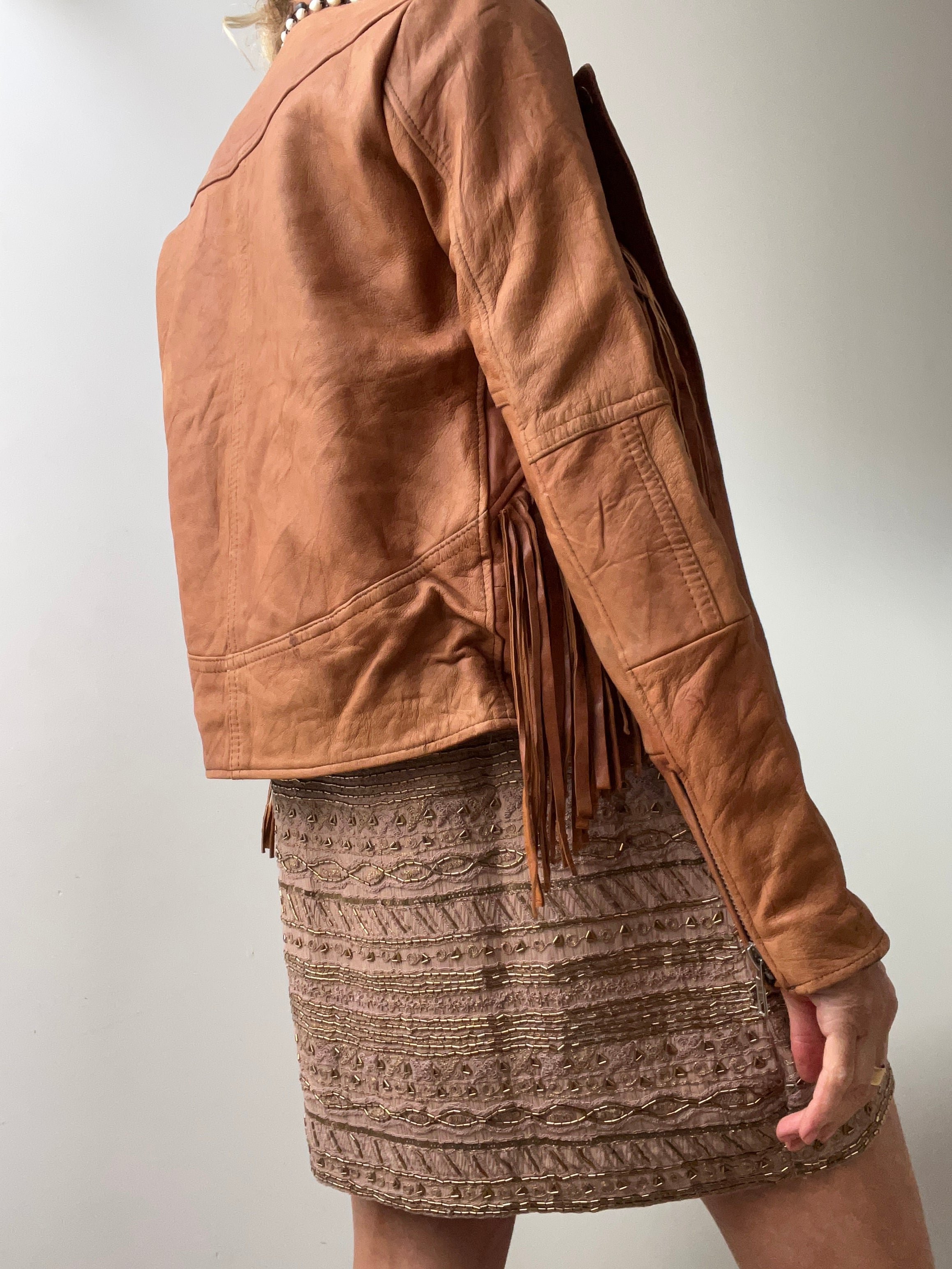 Tan tassel clearance jacket