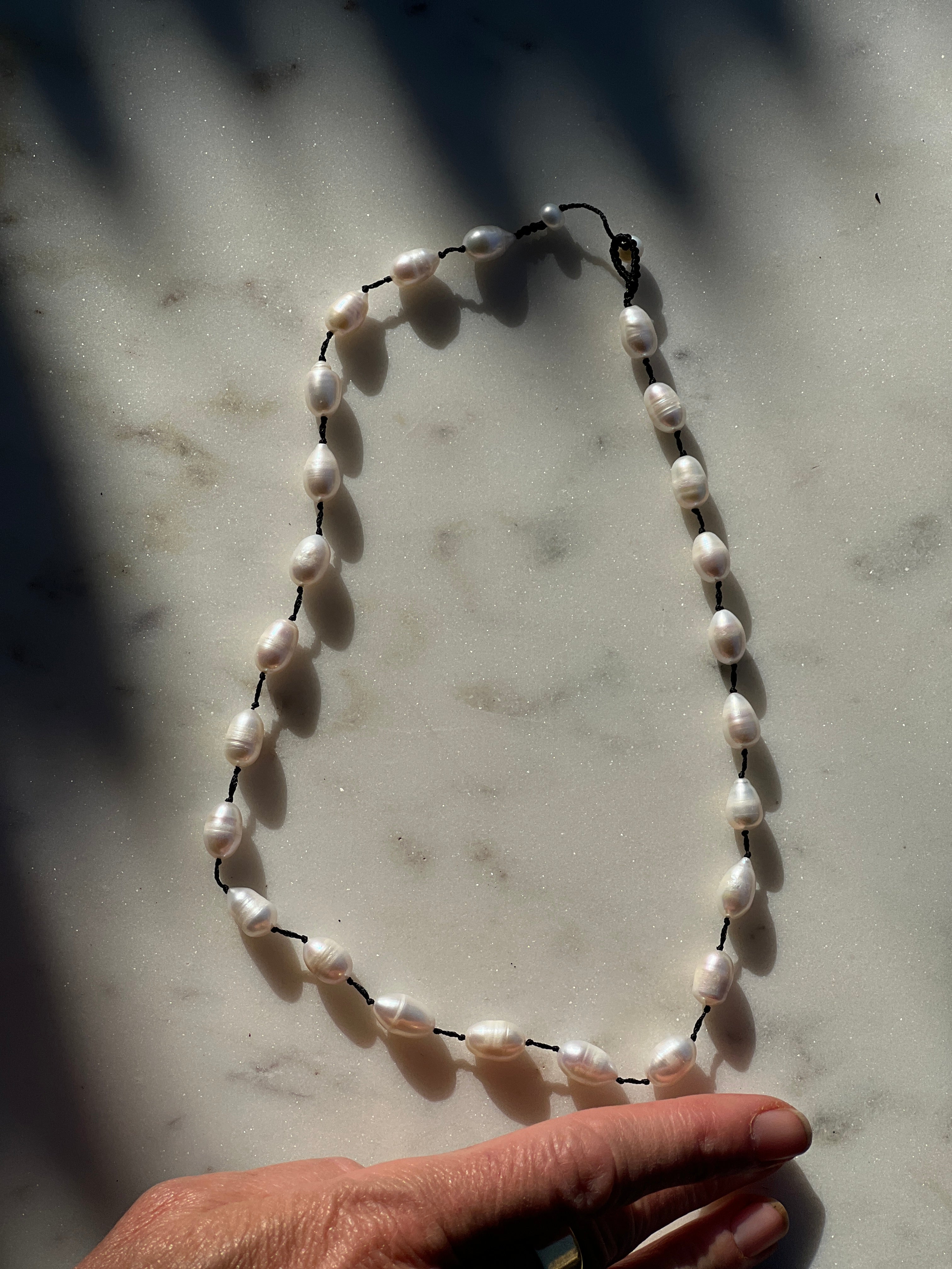 Pearl Drop Oval String Choker | Necklaces