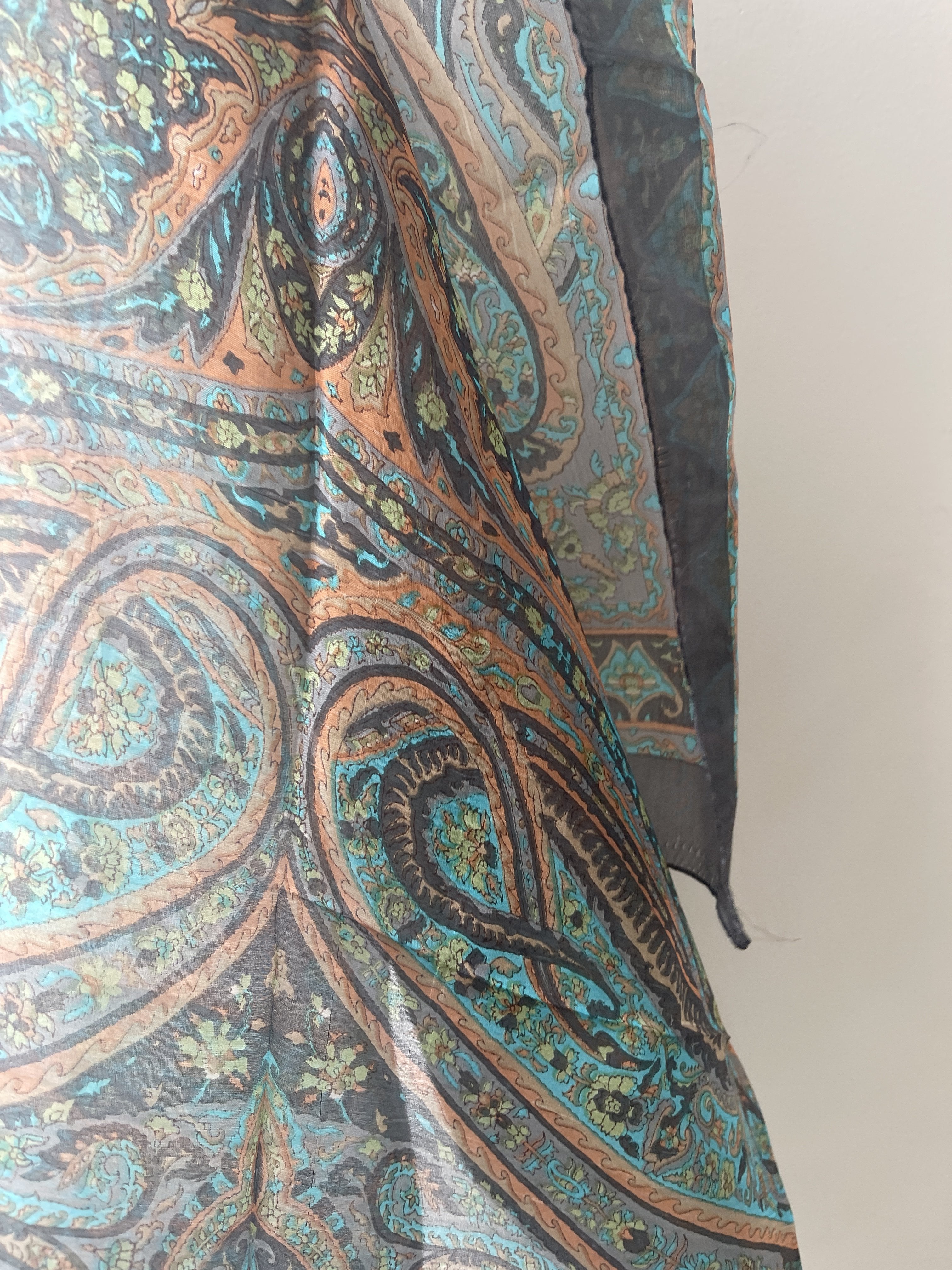 Classic Paisley Silk Scarf in Grey | Scarves