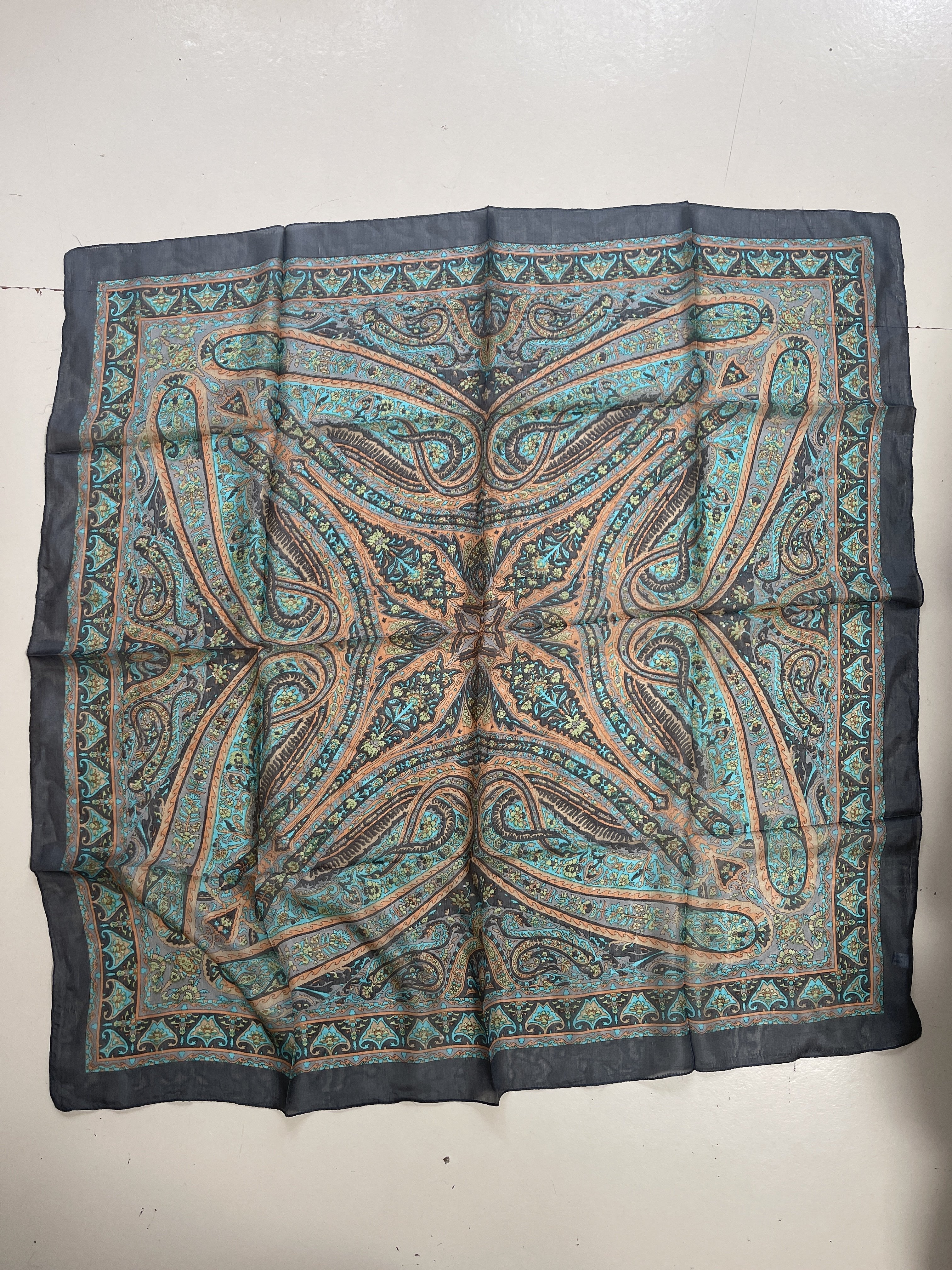 Classic Paisley Silk Scarf in Grey | Scarves