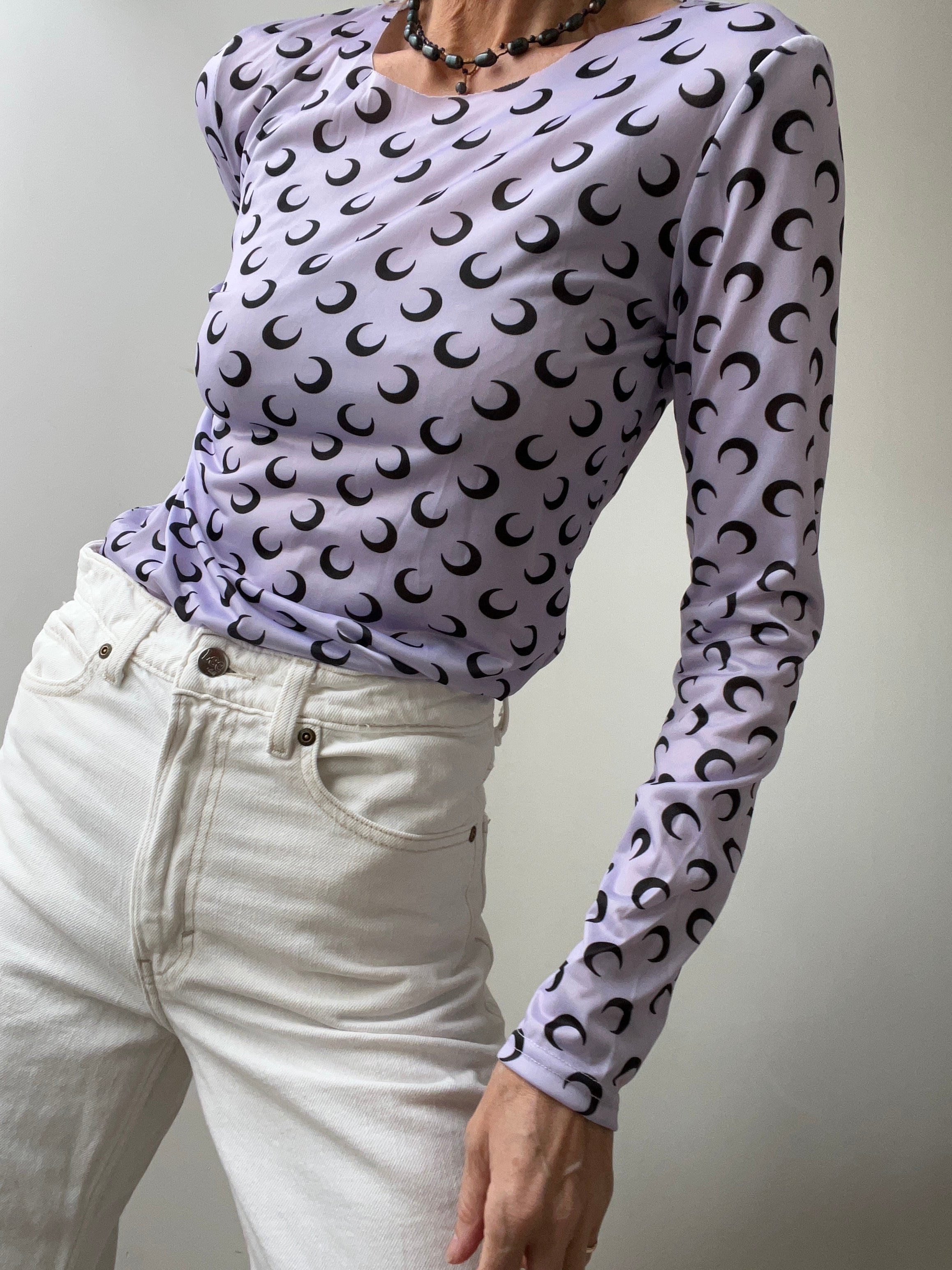Not specified Tops One Size Cresent Moon Top Lilac With Black
