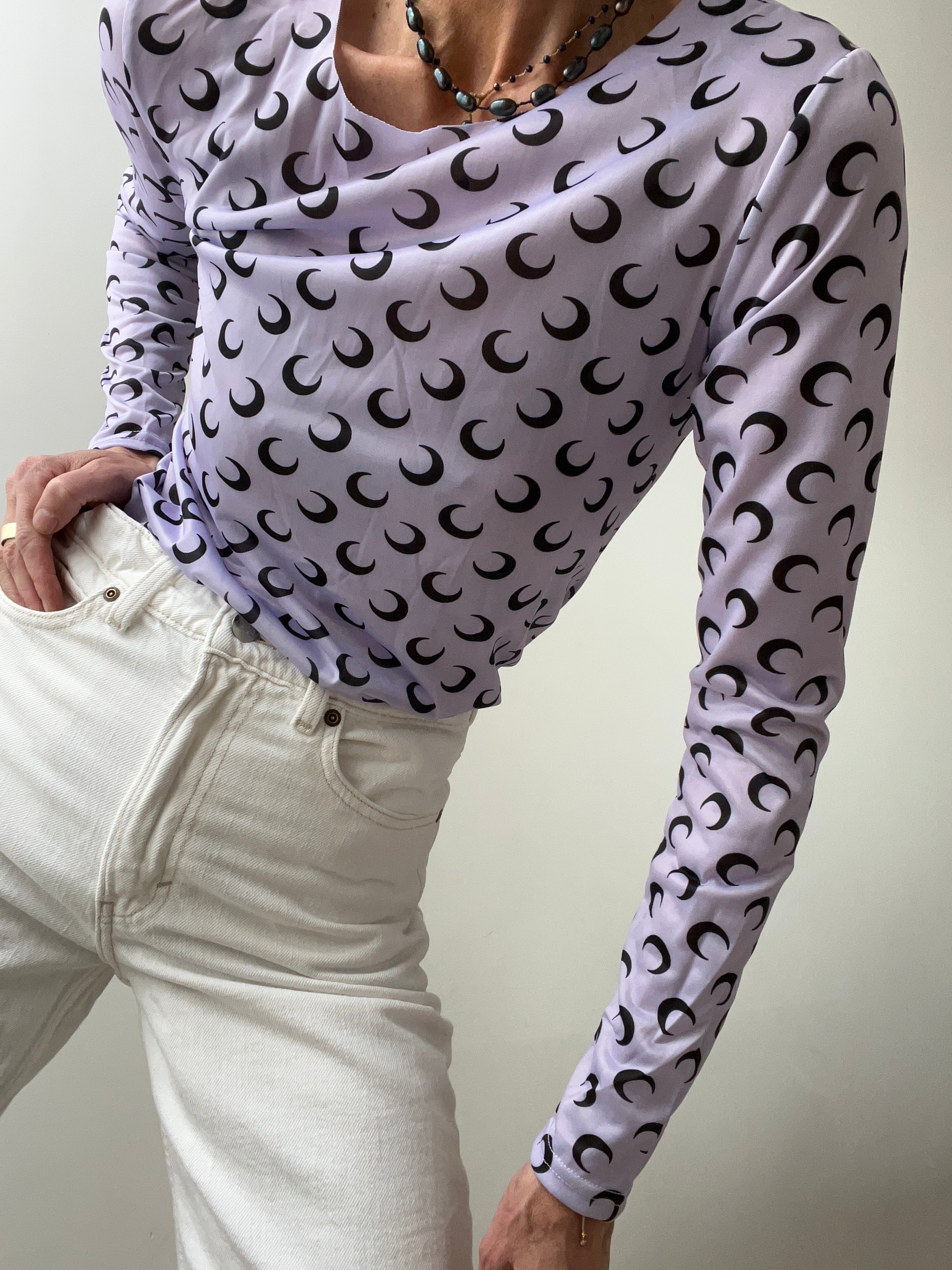Not specified Tops One Size Cresent Moon Top Lilac With Black