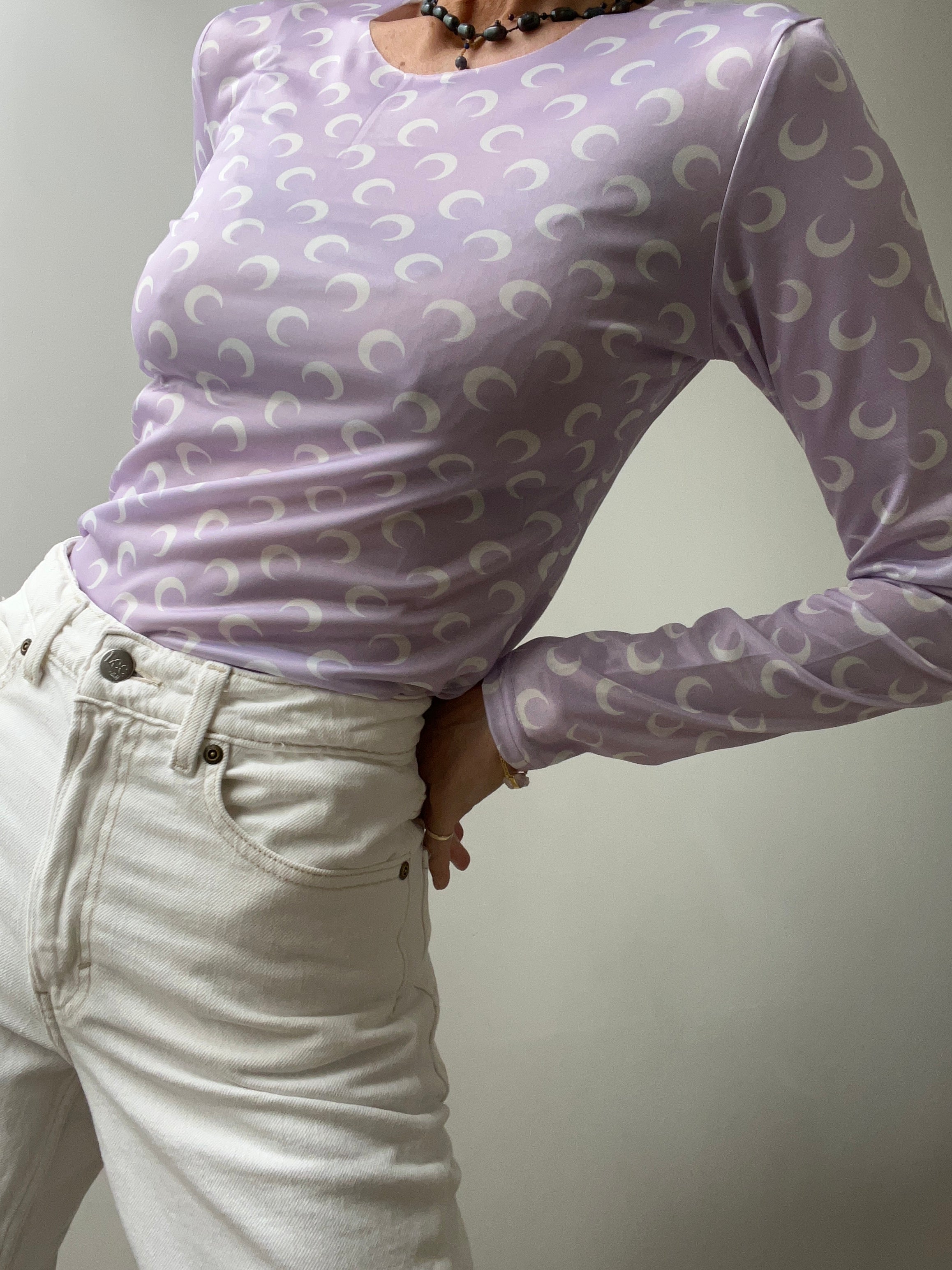 Crescent Moon Top Lilac With White | Tops