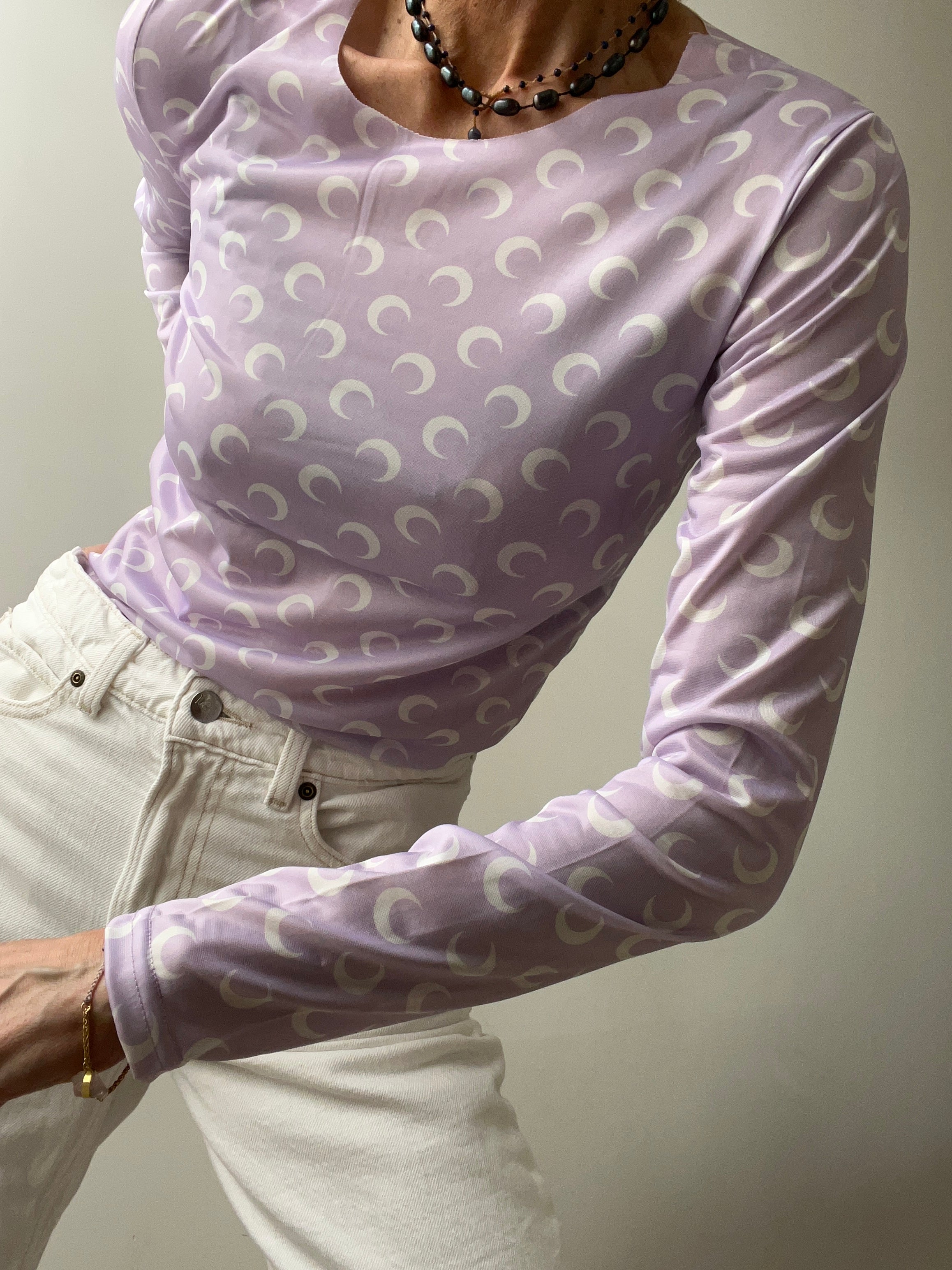 Crescent Moon Top Lilac With White | Tops