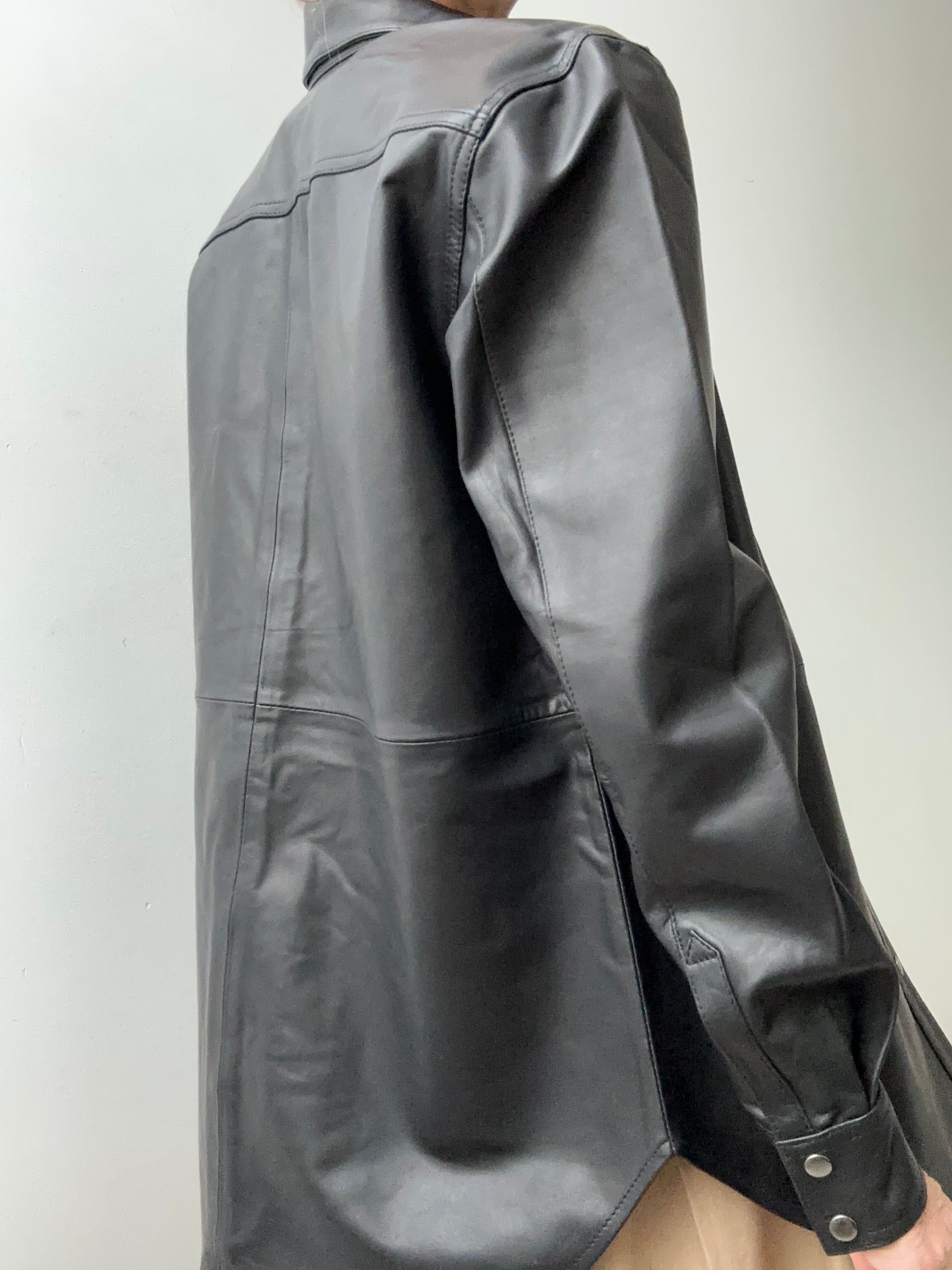 Pieszak Denim Nyhavn Leather Shirt Black | Shirts