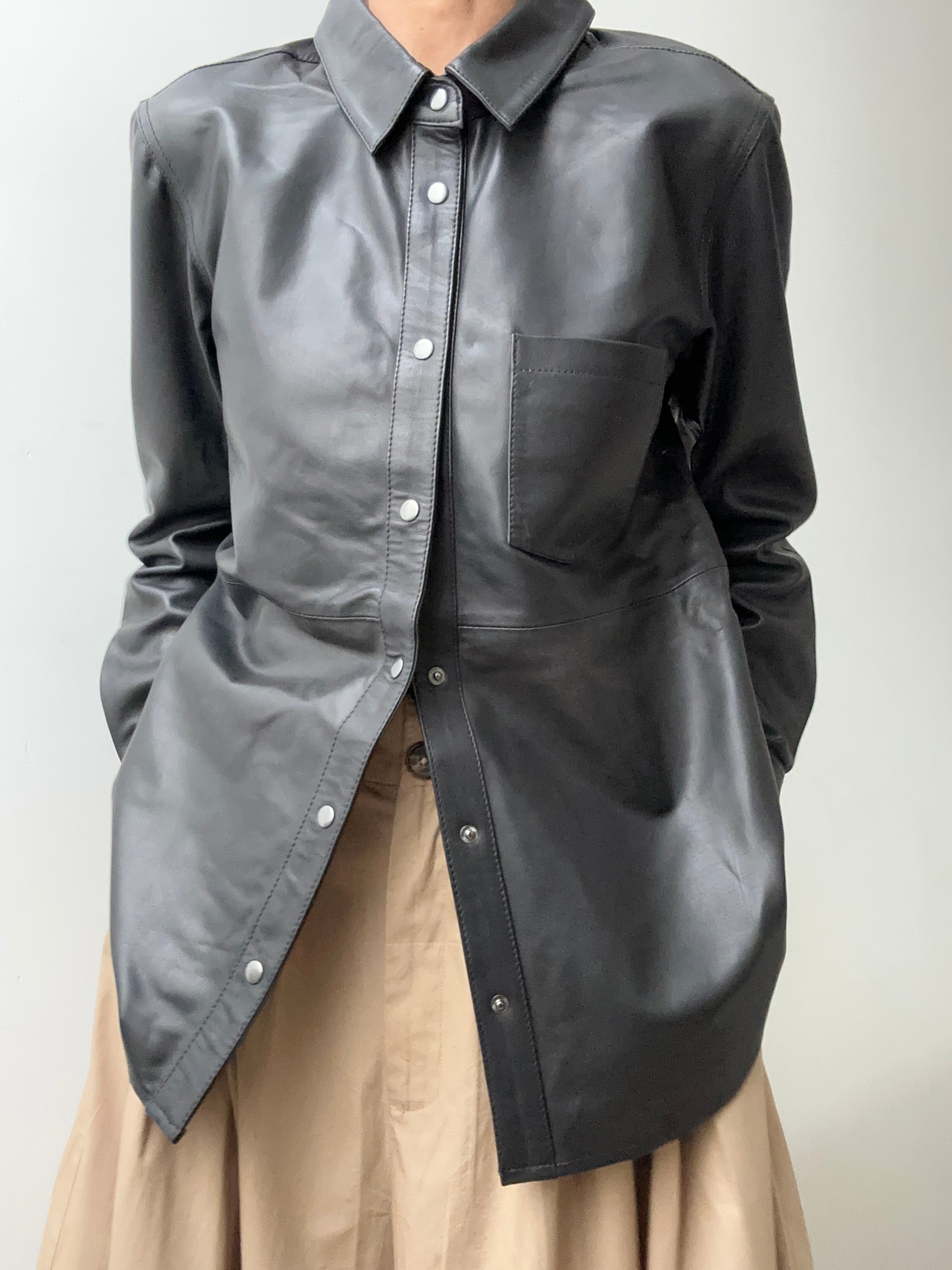 Pieszak Denim Nyhavn Leather Shirt Black | Shirts