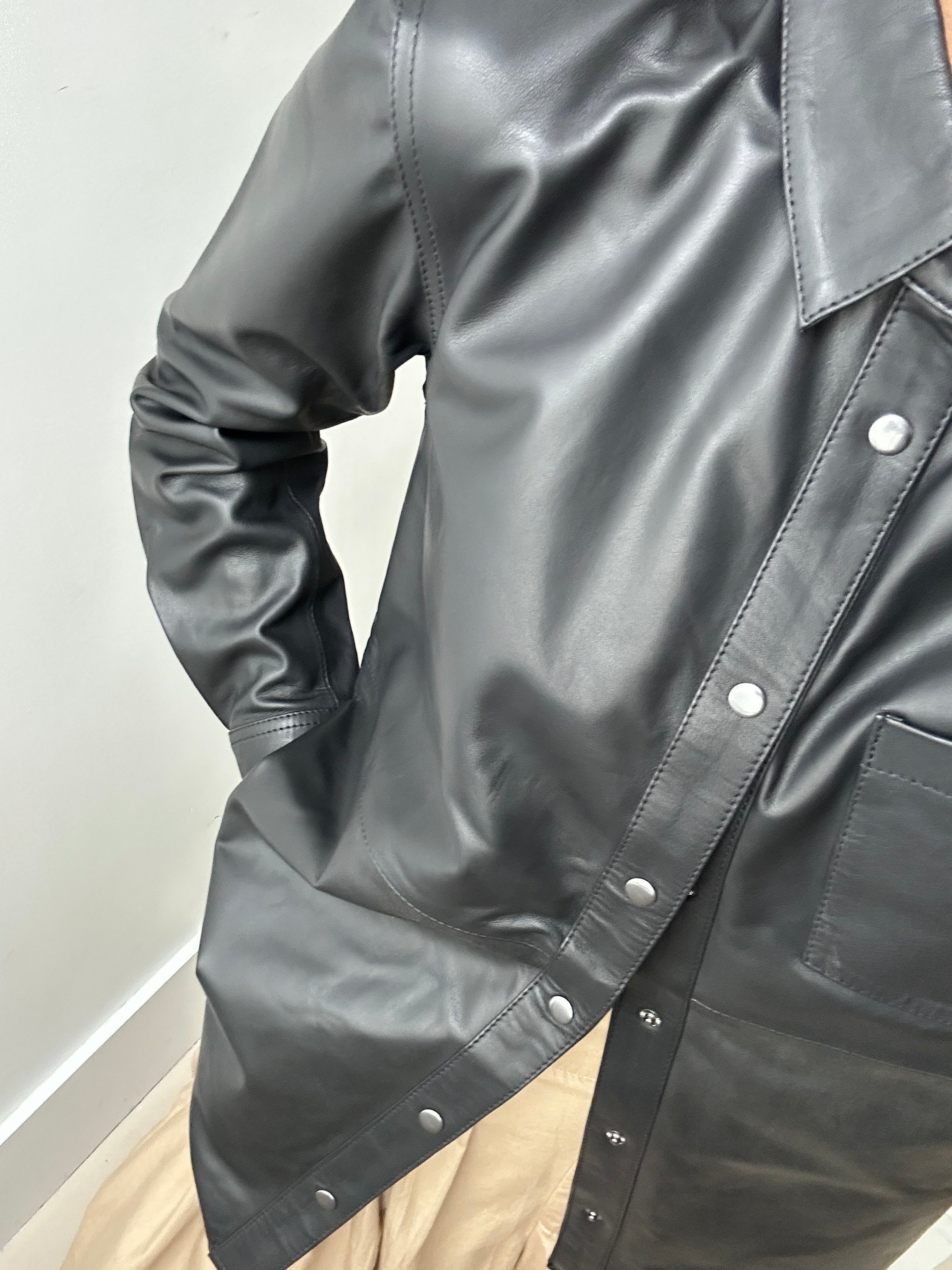 Pieszak Denim Nyhavn Leather Shirt Black | Shirts