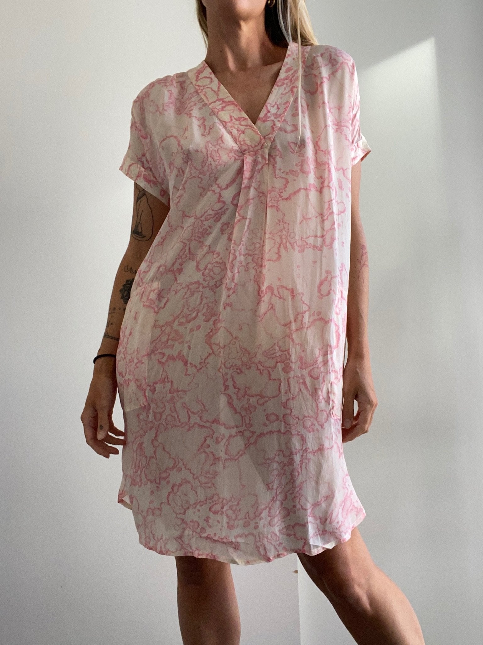 Pink and White Tiedye Tunic Dress | Dresses
