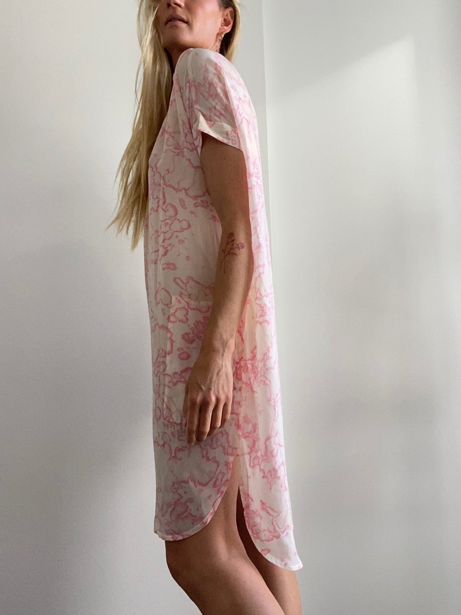 Pink and White Tiedye Tunic Dress | Dresses