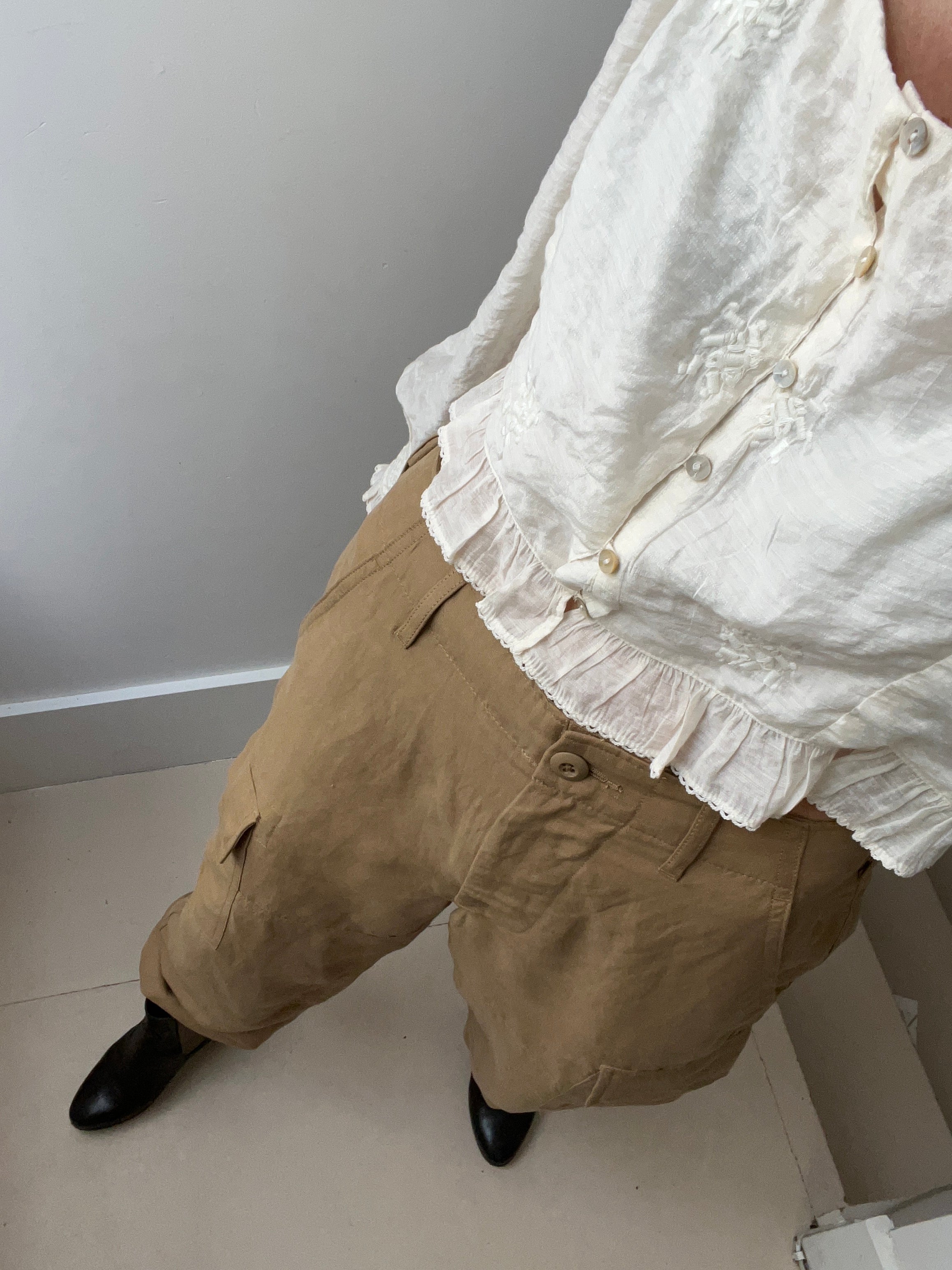 Ralph Lauren Silk Blend Cargo Pants Tan | Pants