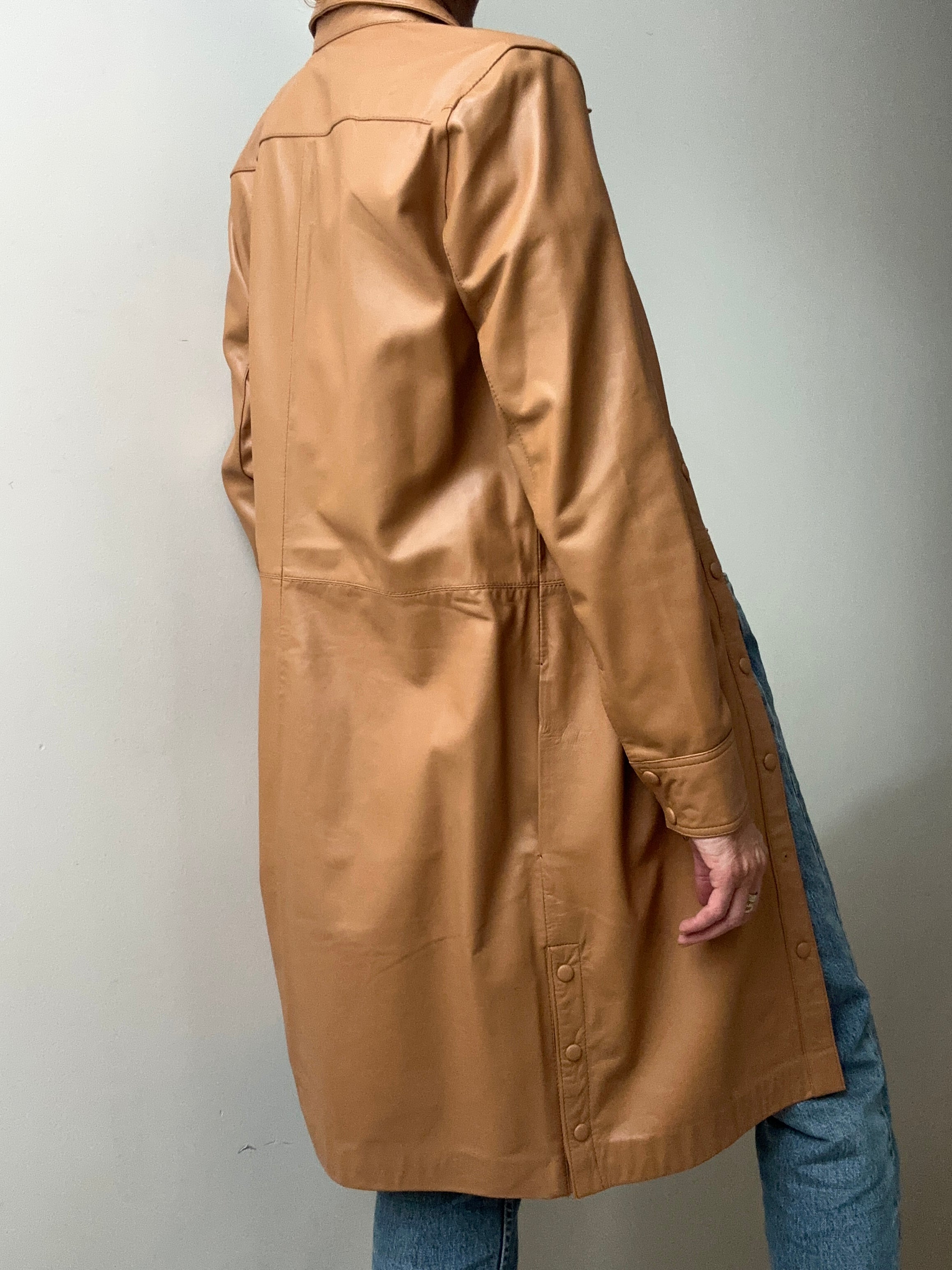 Rue De Femme Dresses Rue De Femme Lianne Leather Shirtdress Tan