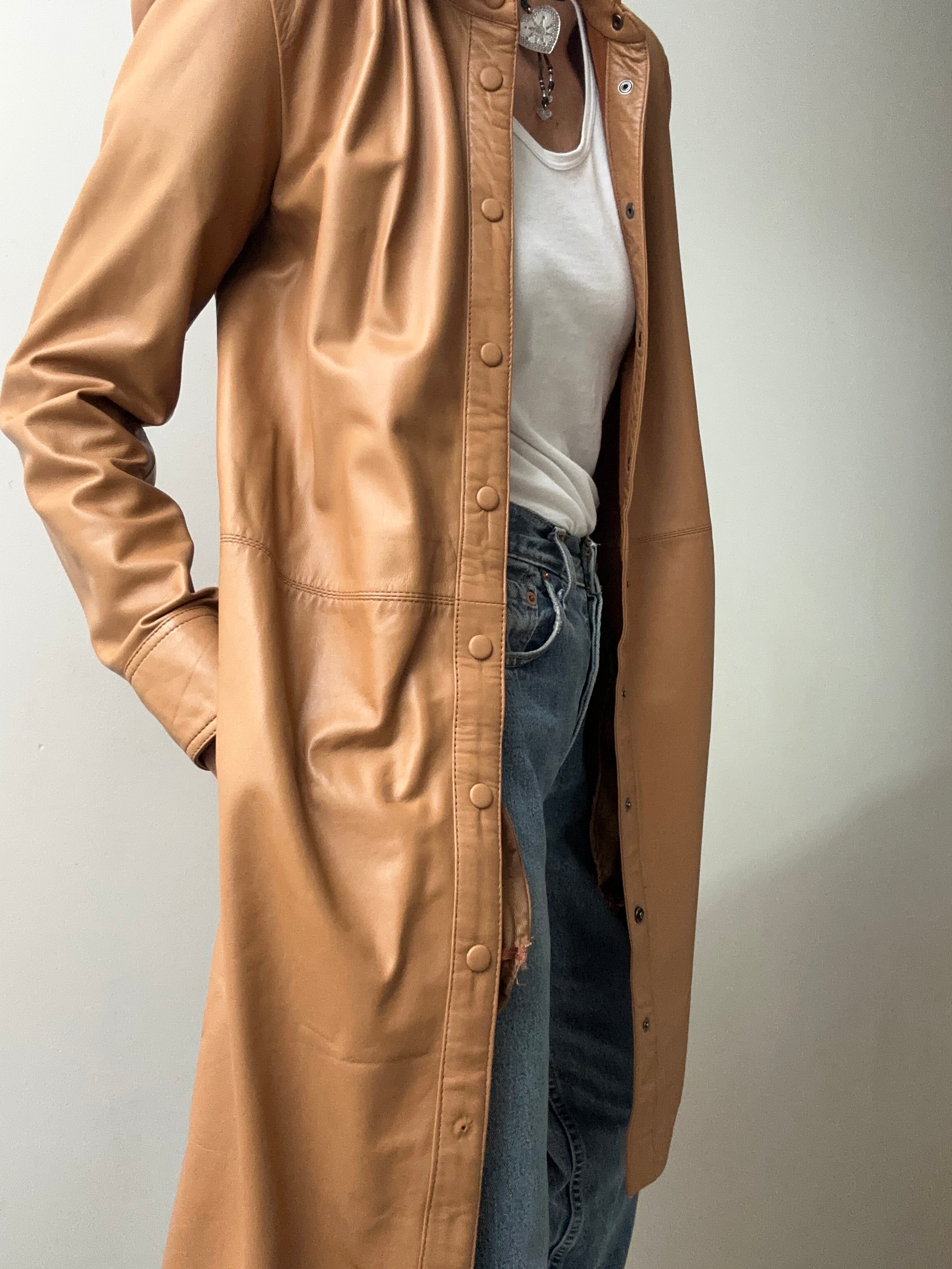 Rue De Femme Dresses Rue De Femme Lianne Leather Shirtdress Tan