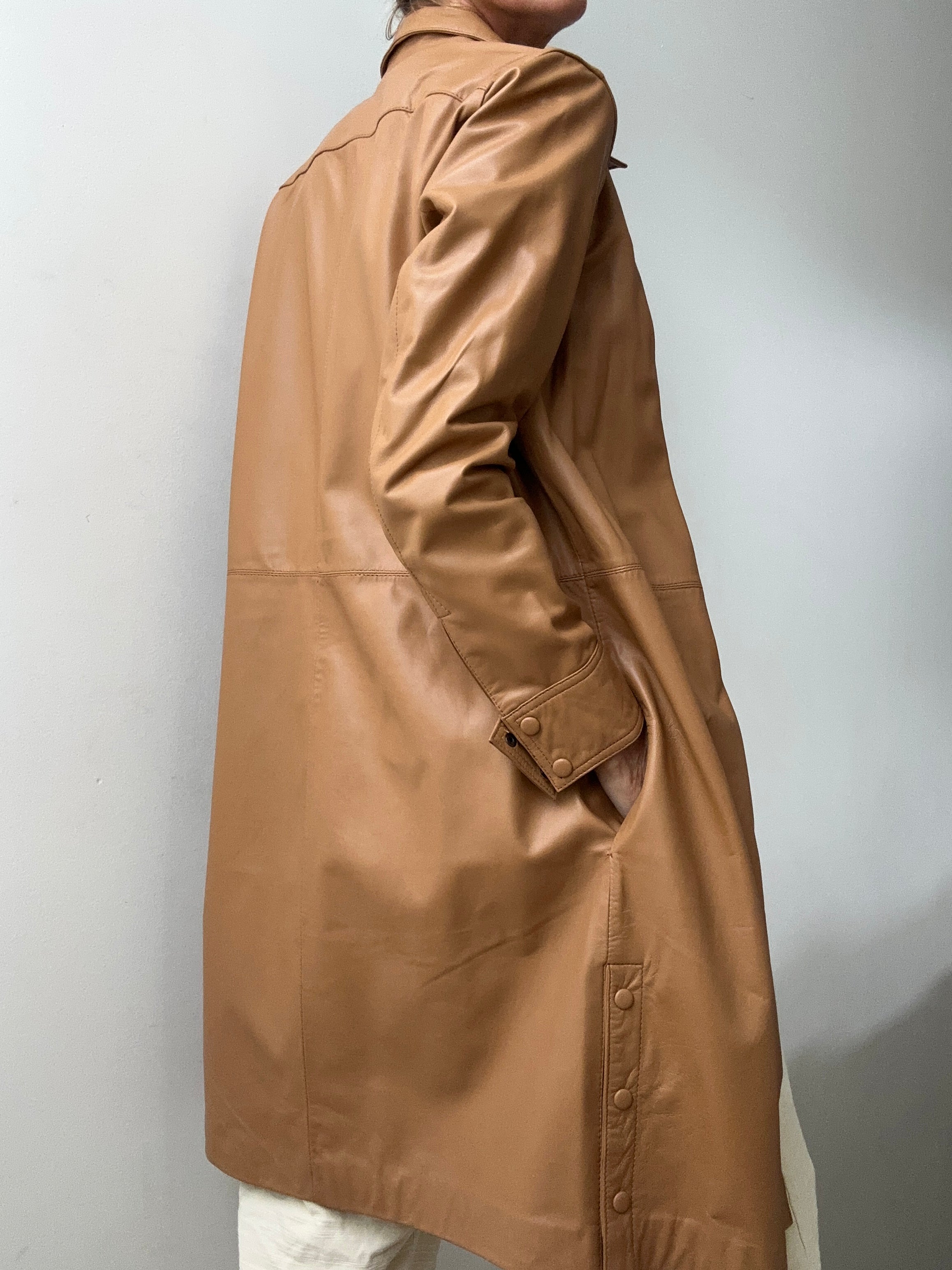 Rue De Femme Dresses Rue De Femme Lianne Leather Shirtdress Tan