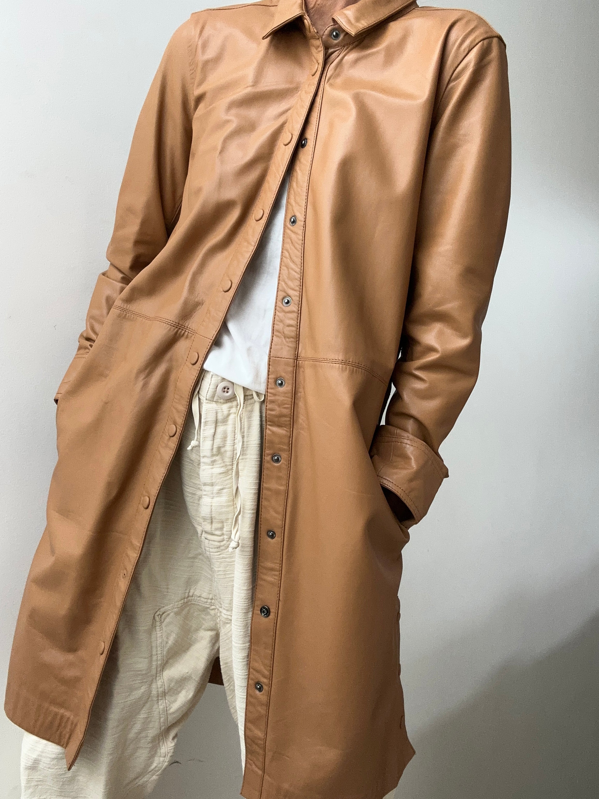 Rue De Femme Dresses Rue De Femme Lianne Leather Shirtdress Tan