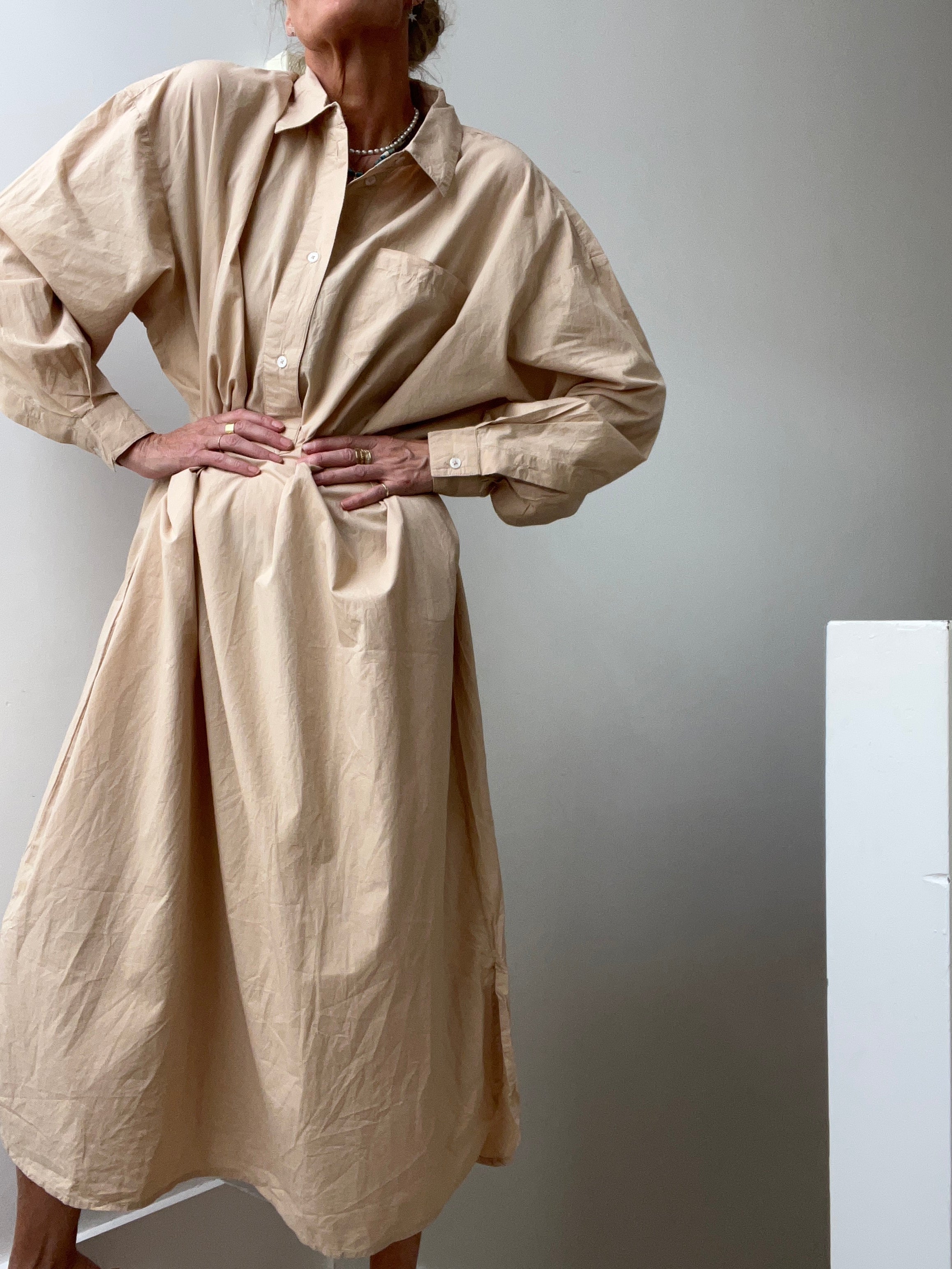 Skall Studio Dresses Edgar Shirtdress Dark Sand