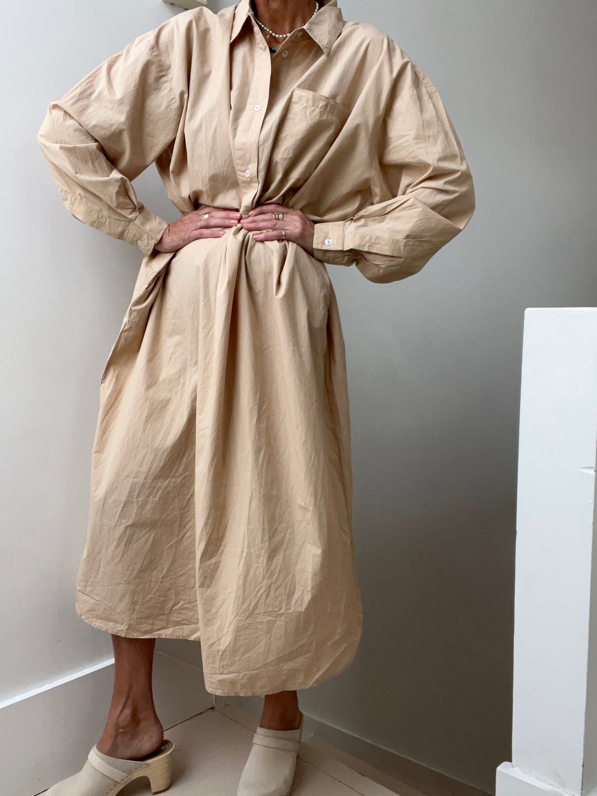 Skall Studio Dresses Edgar Shirtdress Dark Sand
