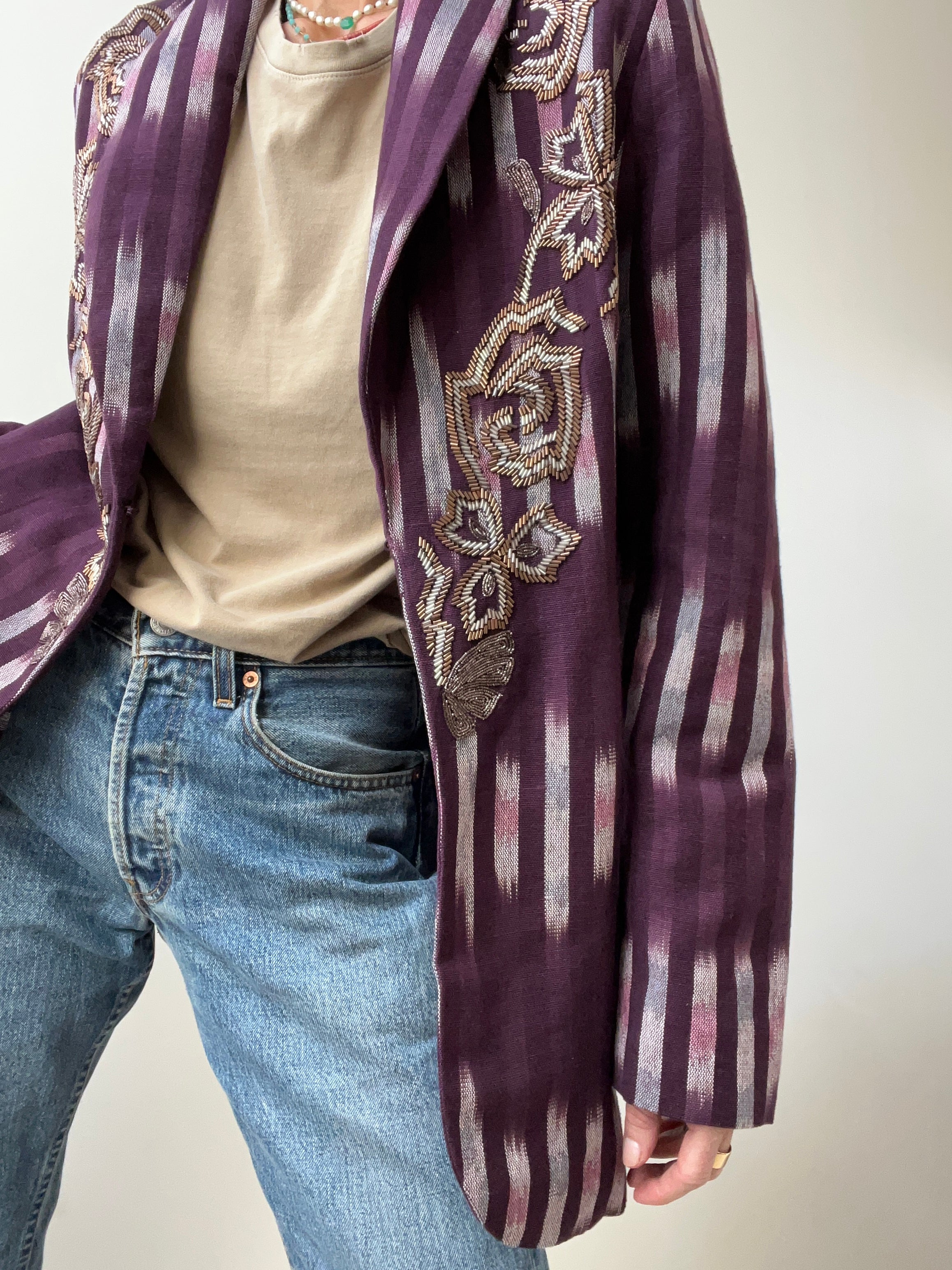 Beaded Topkapi Ikat Blazer Purple | Jackets