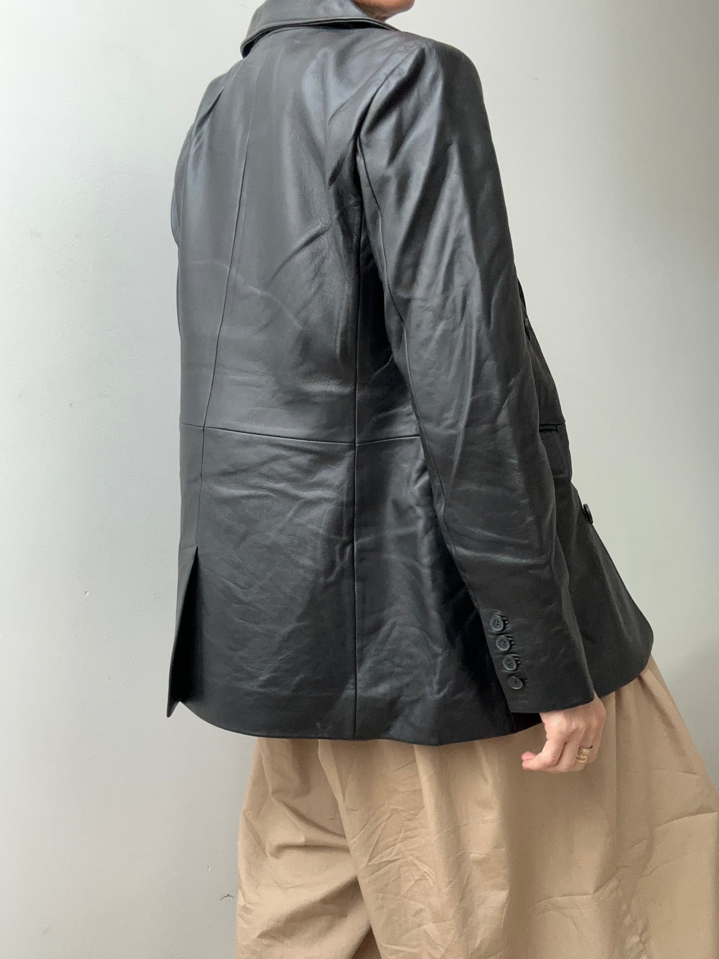 Double Breasted Leather Blazer | Jackets