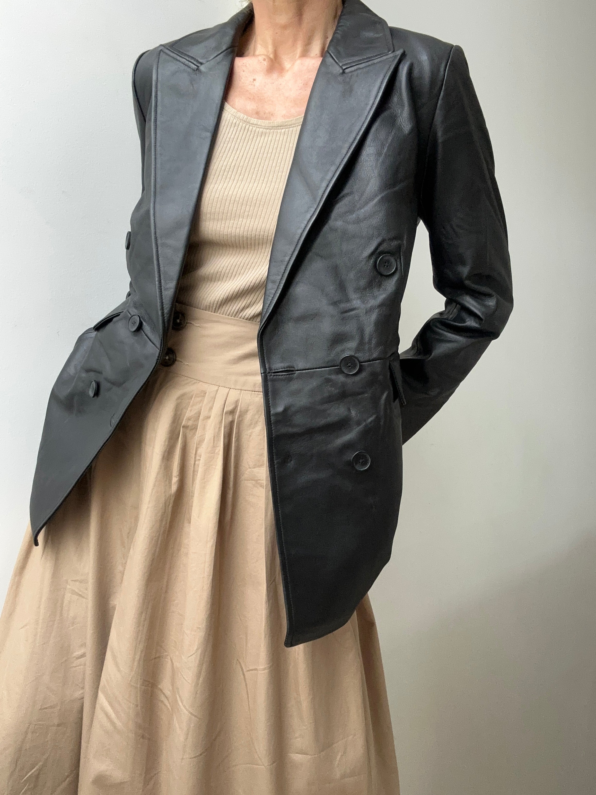 Double Breasted Leather Blazer | Jackets