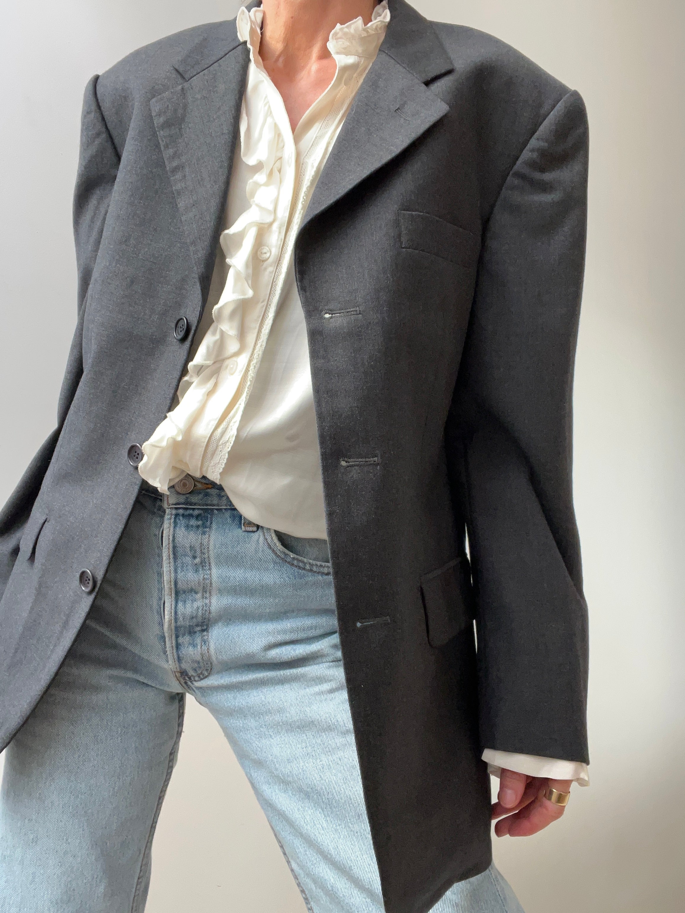 Crisp Grey Italian Blazer | Jackets