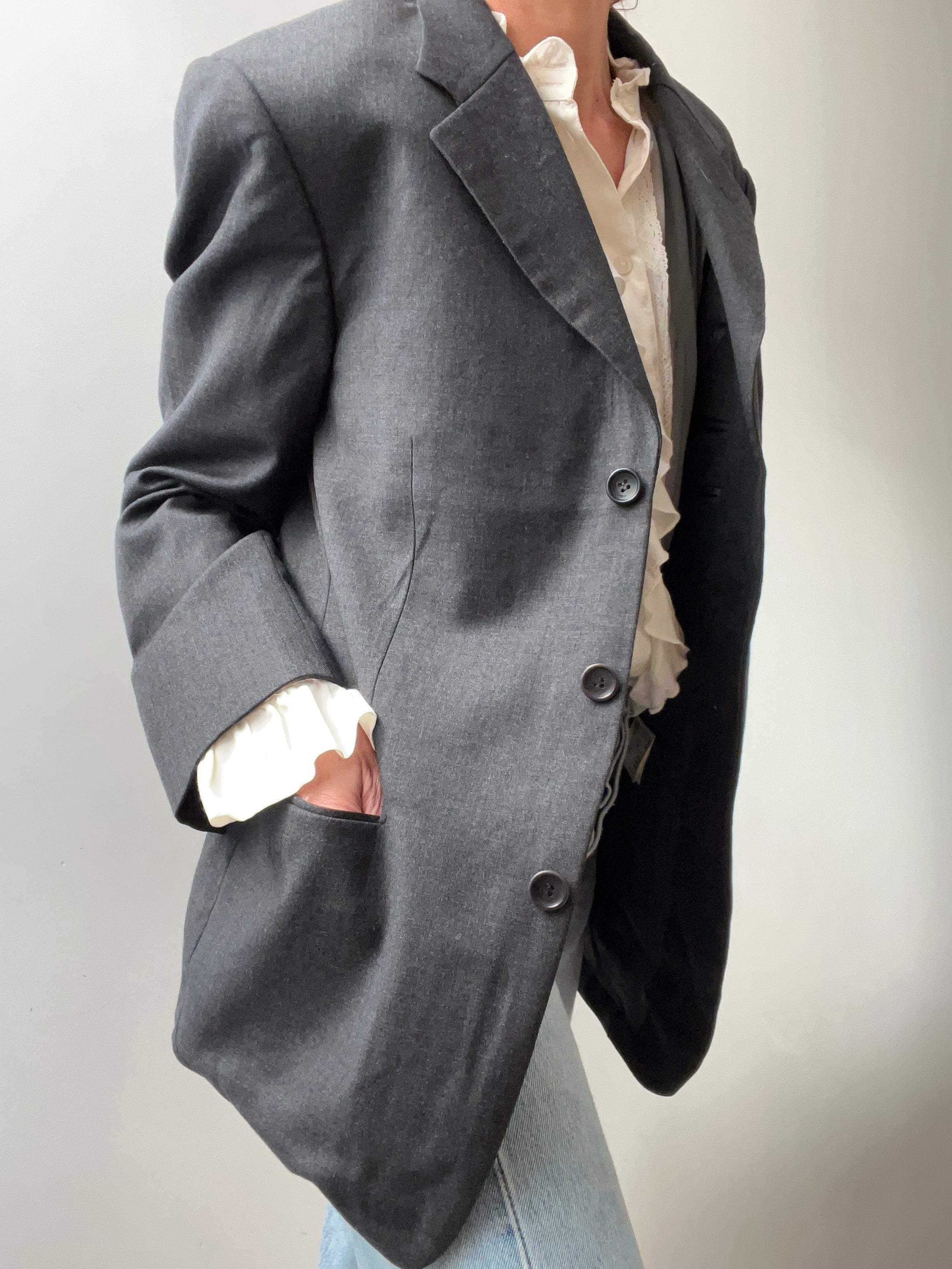 Crisp Grey Italian Blazer | Jackets