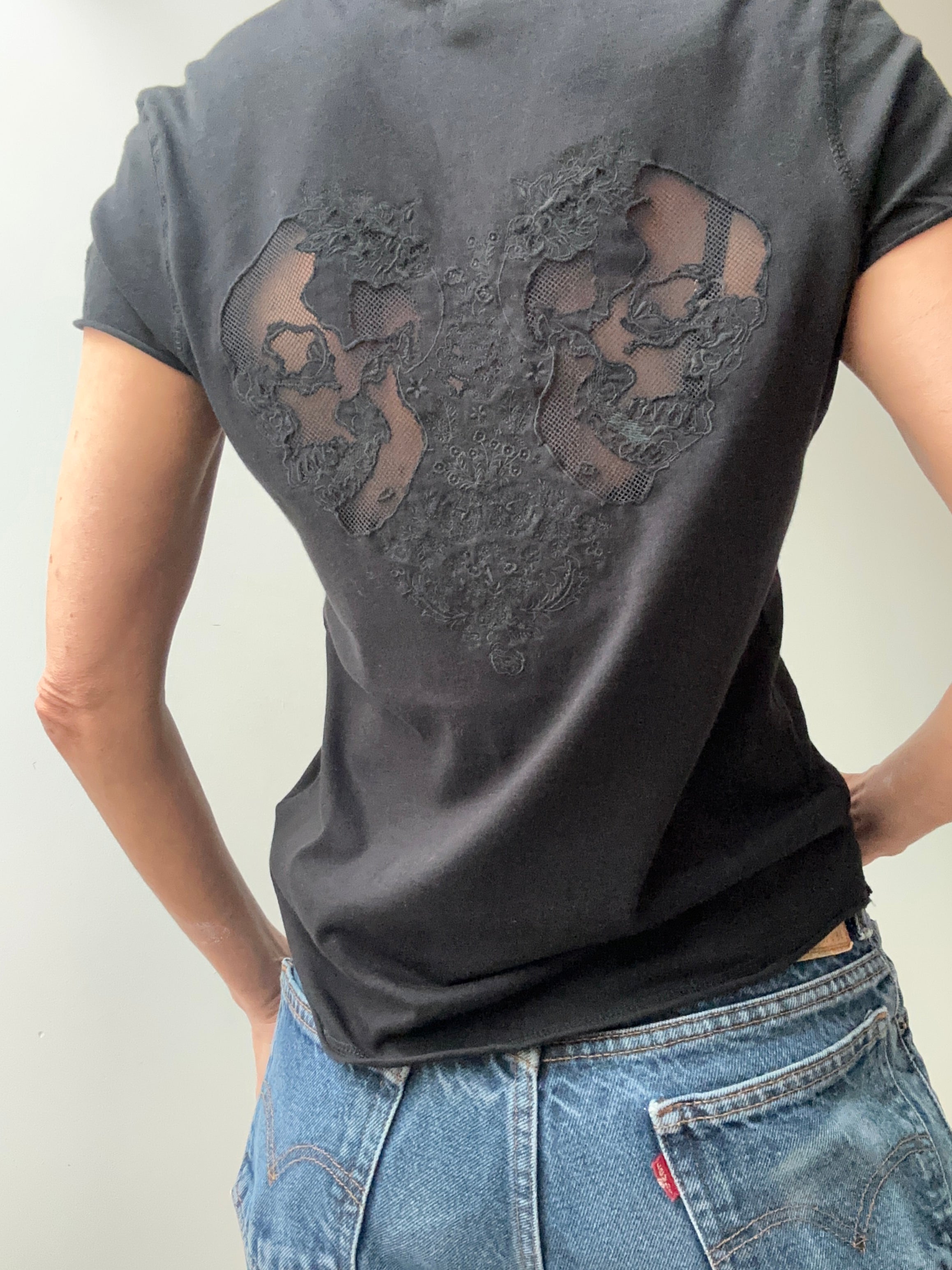 Zadig & Voltaire Fishnet Skull Tee Black | Tops