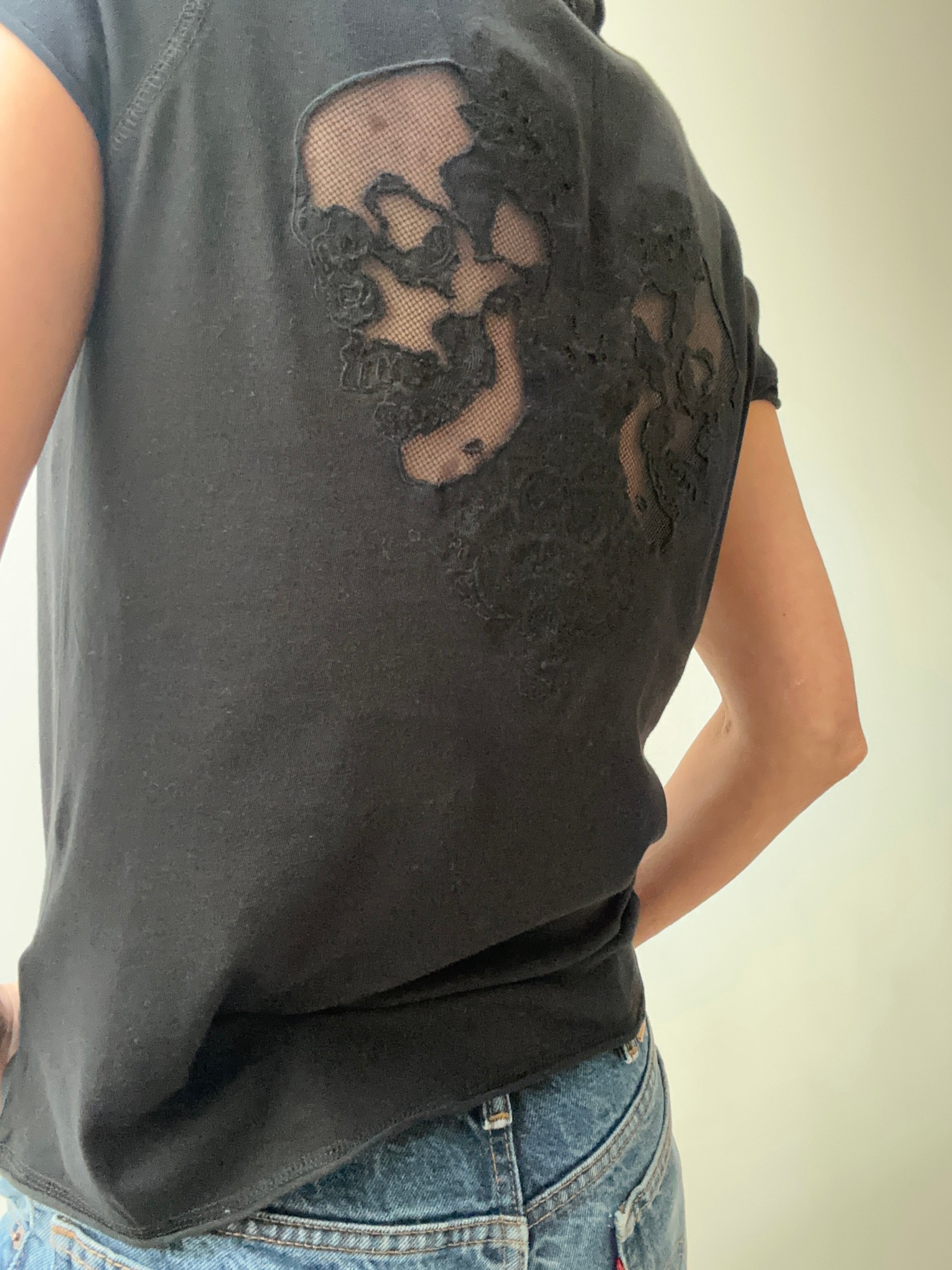 Zadig & Voltaire Fishnet Skull Tee Black | Tops