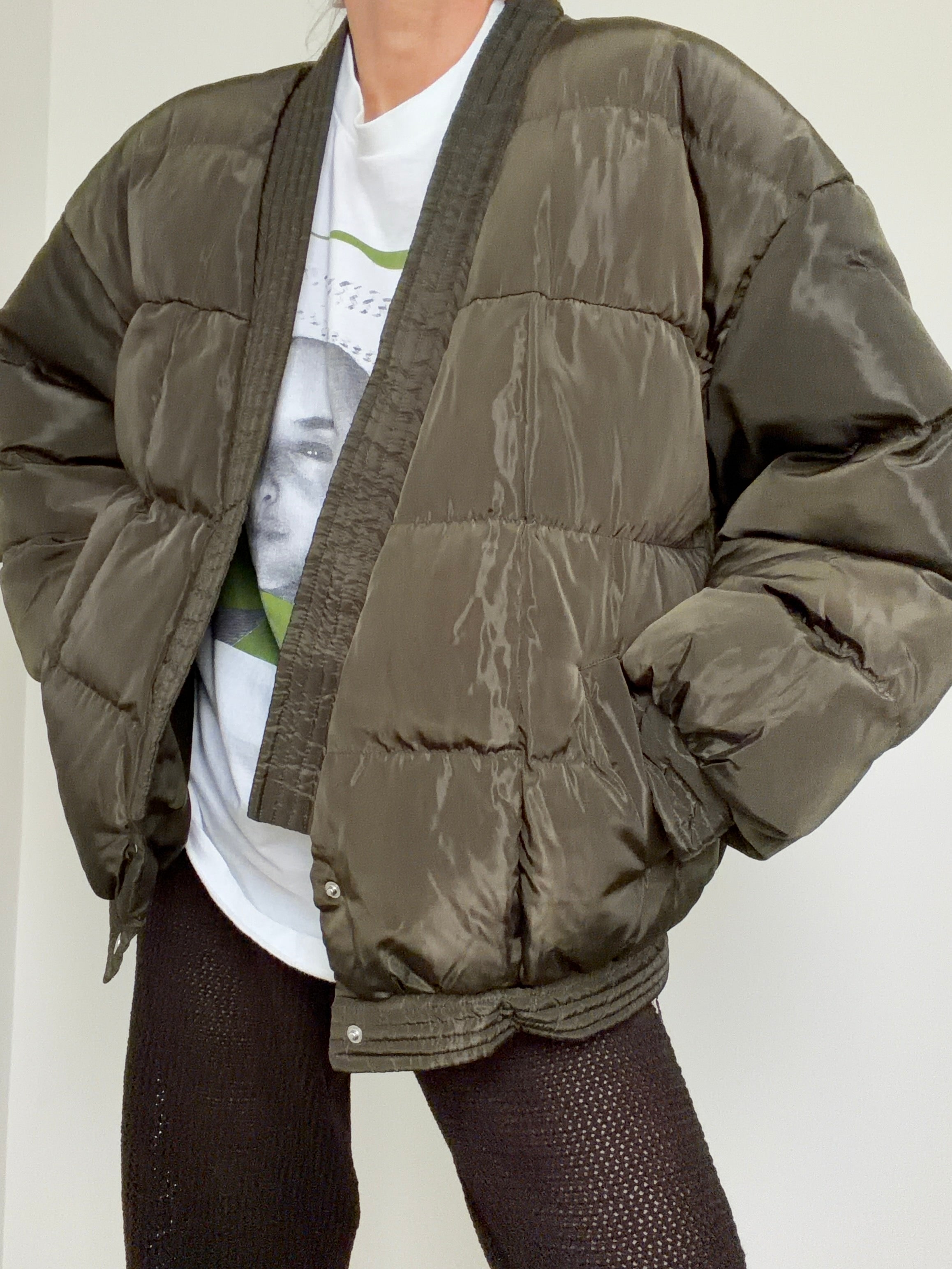 Green Kimono Puffer Jacket