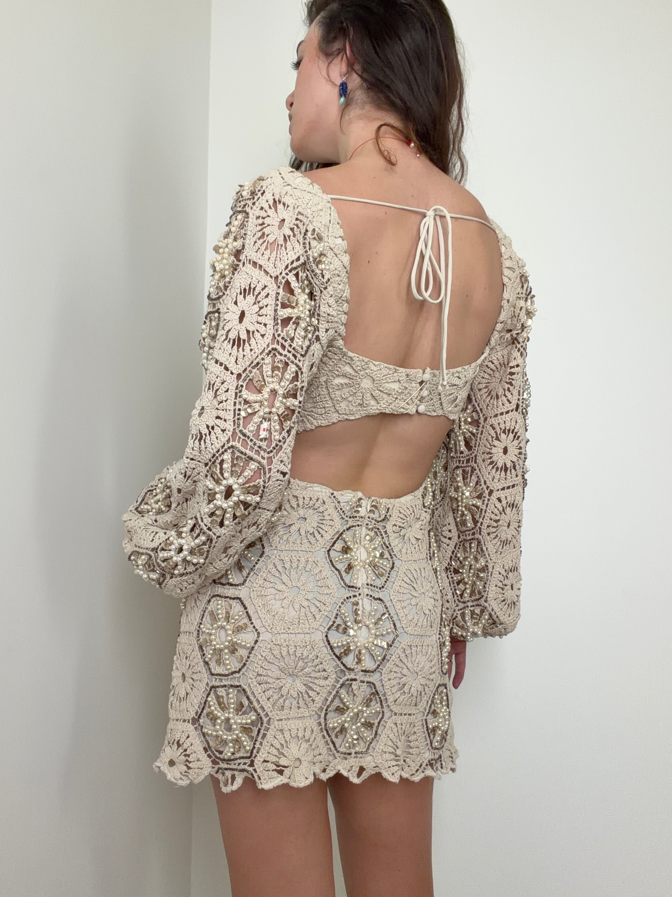 Embellished Crochet Milkmaid Mini