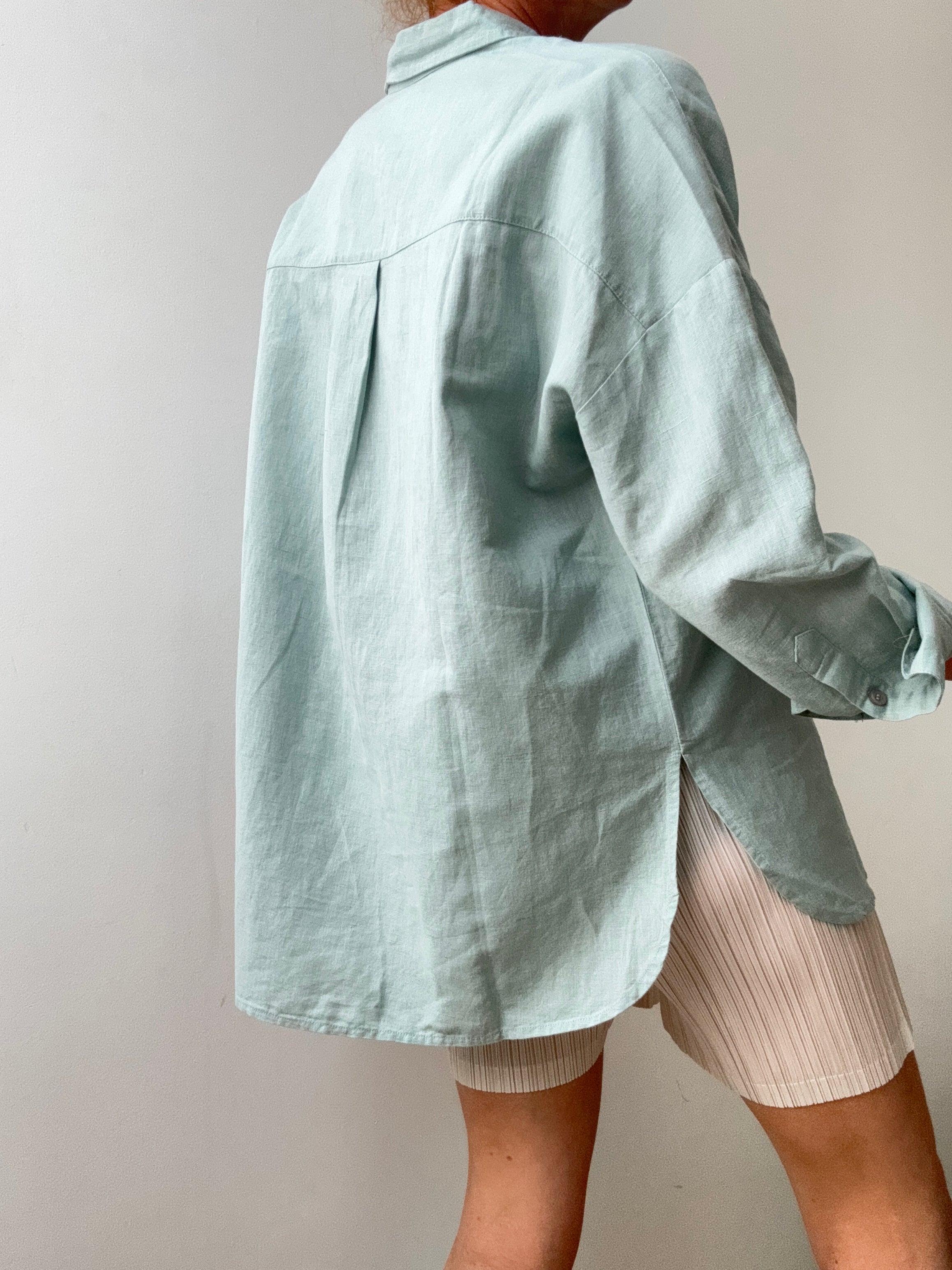 Organic Cotton Linen Camelia Shirt Mint