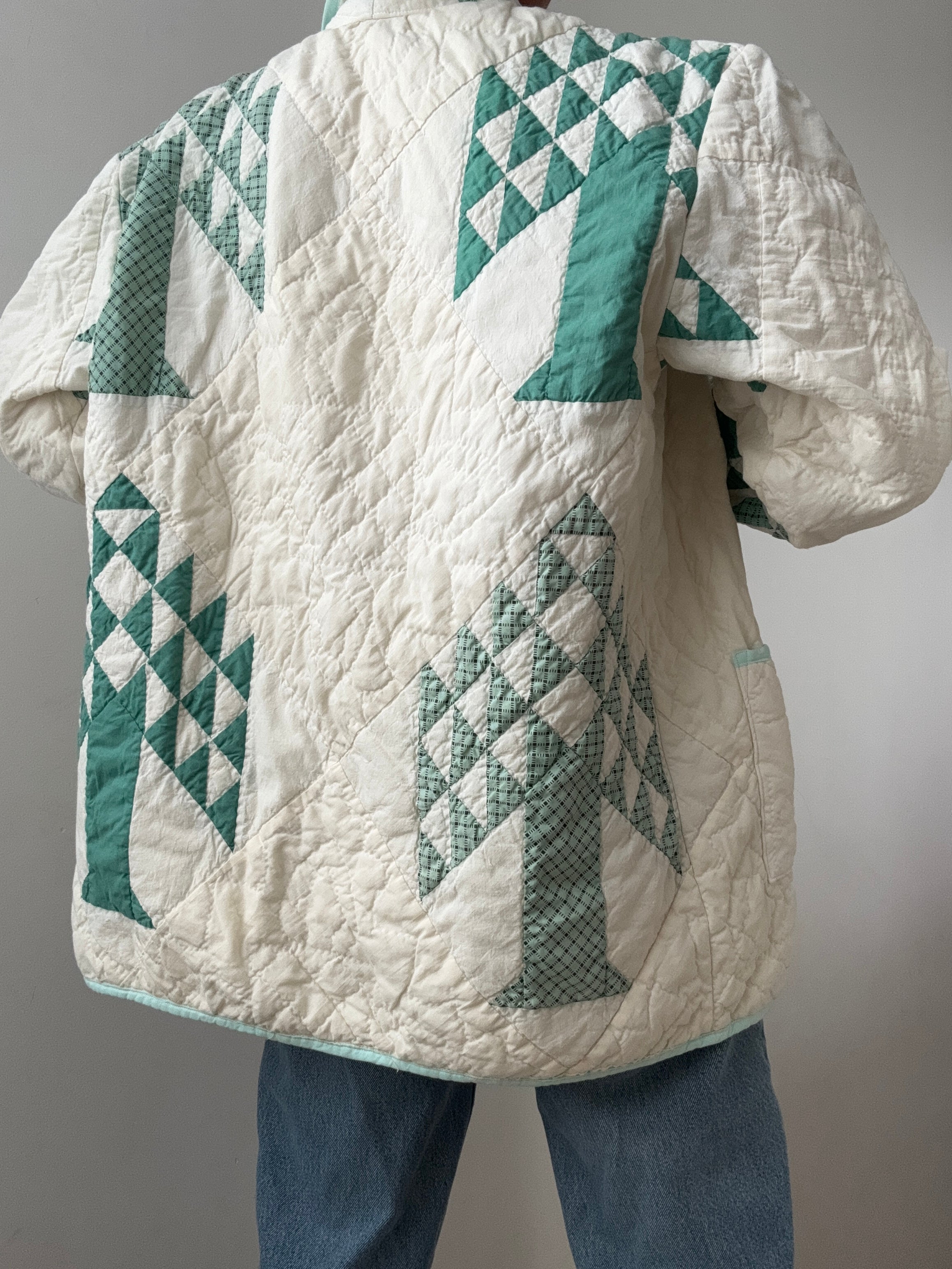 Upcycled Quilt Green White Jacket