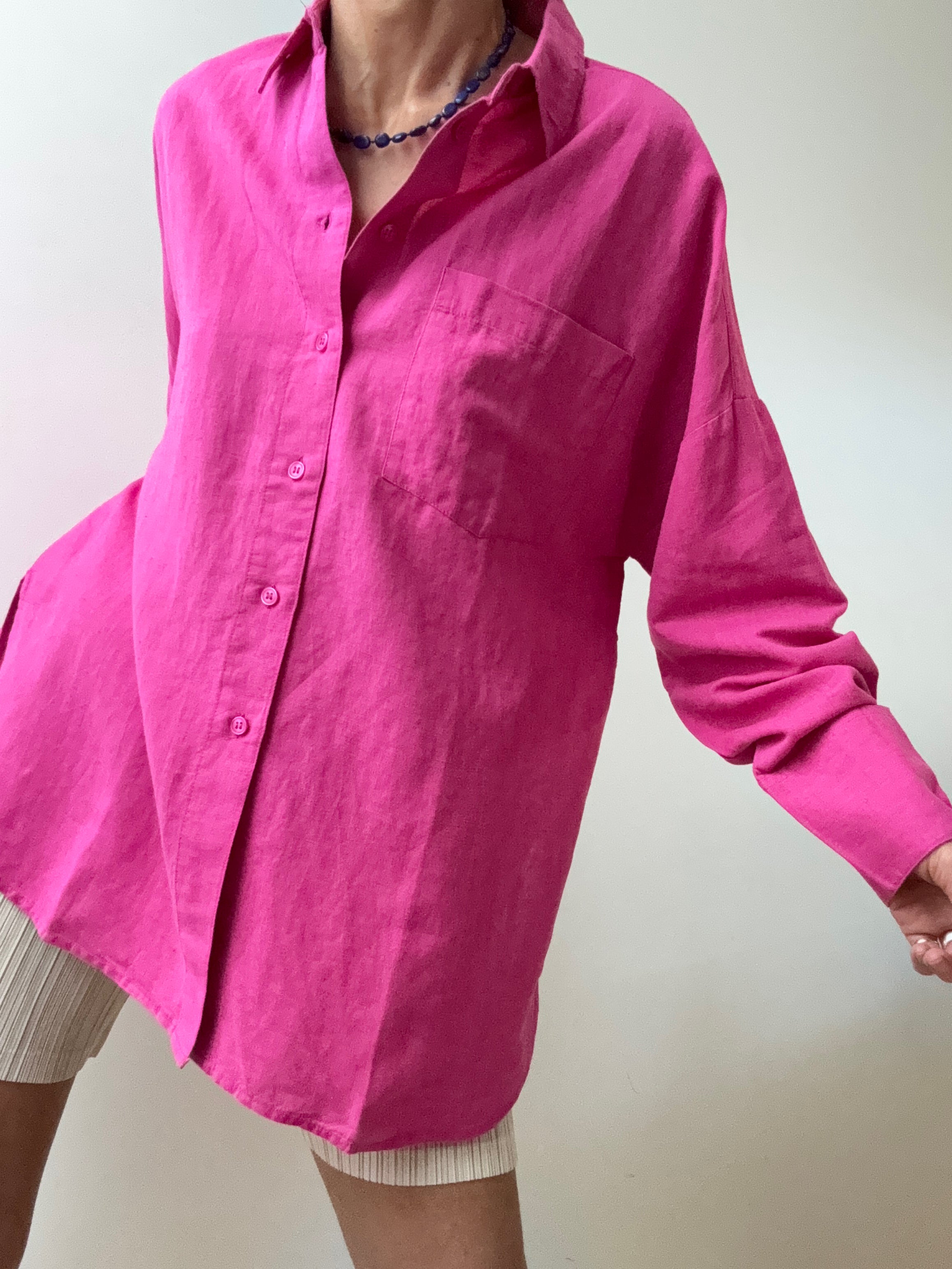 Organic Cotton Linen Camelia Shirt Pink