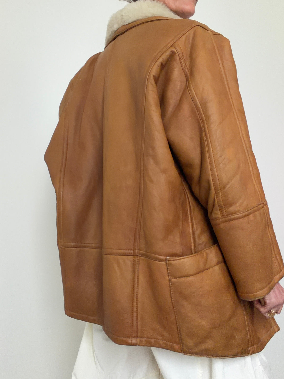 Vintage Cognac Shearling Coat
