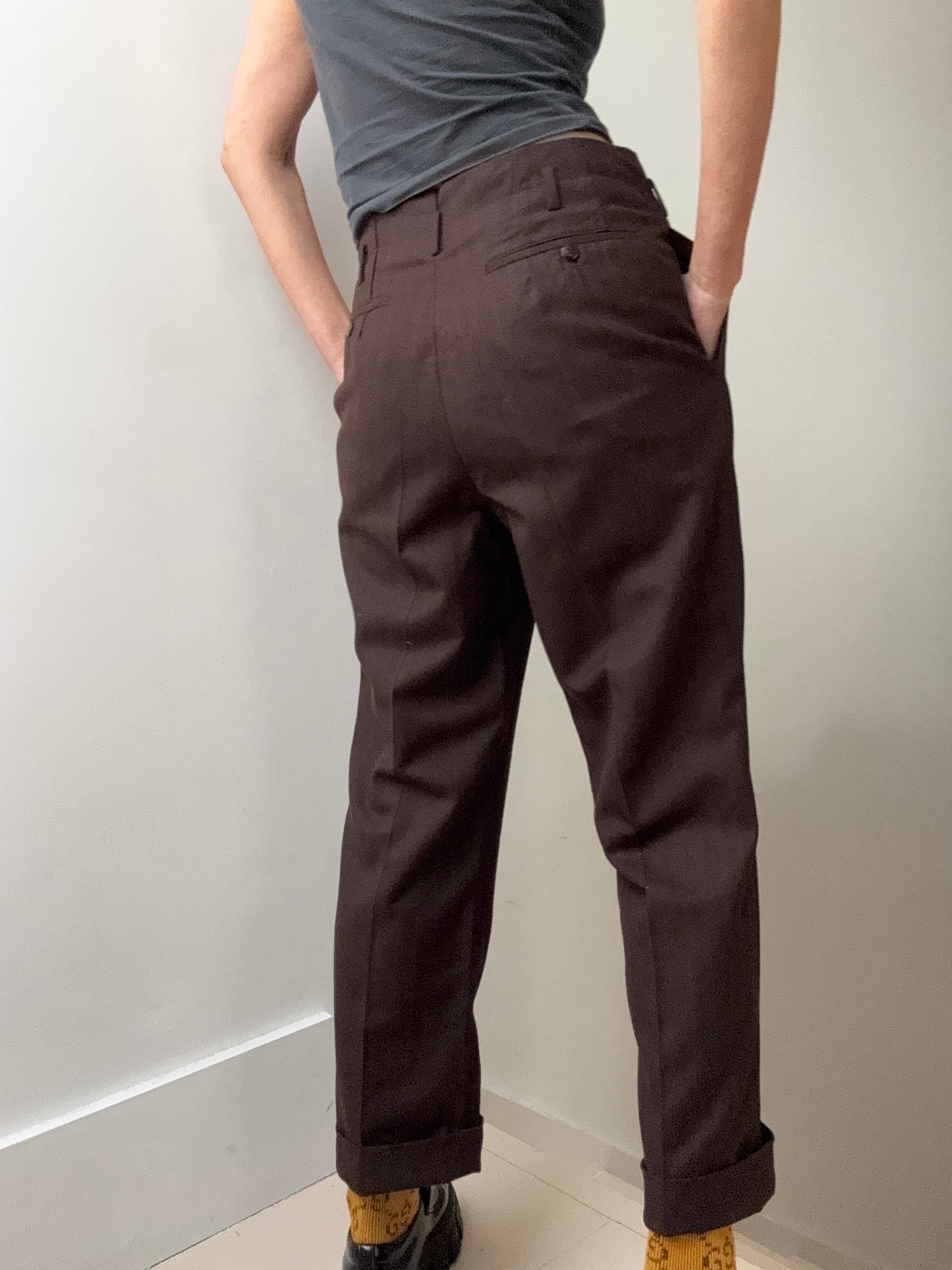 Vintage Chocolate Pants With Red Stripe