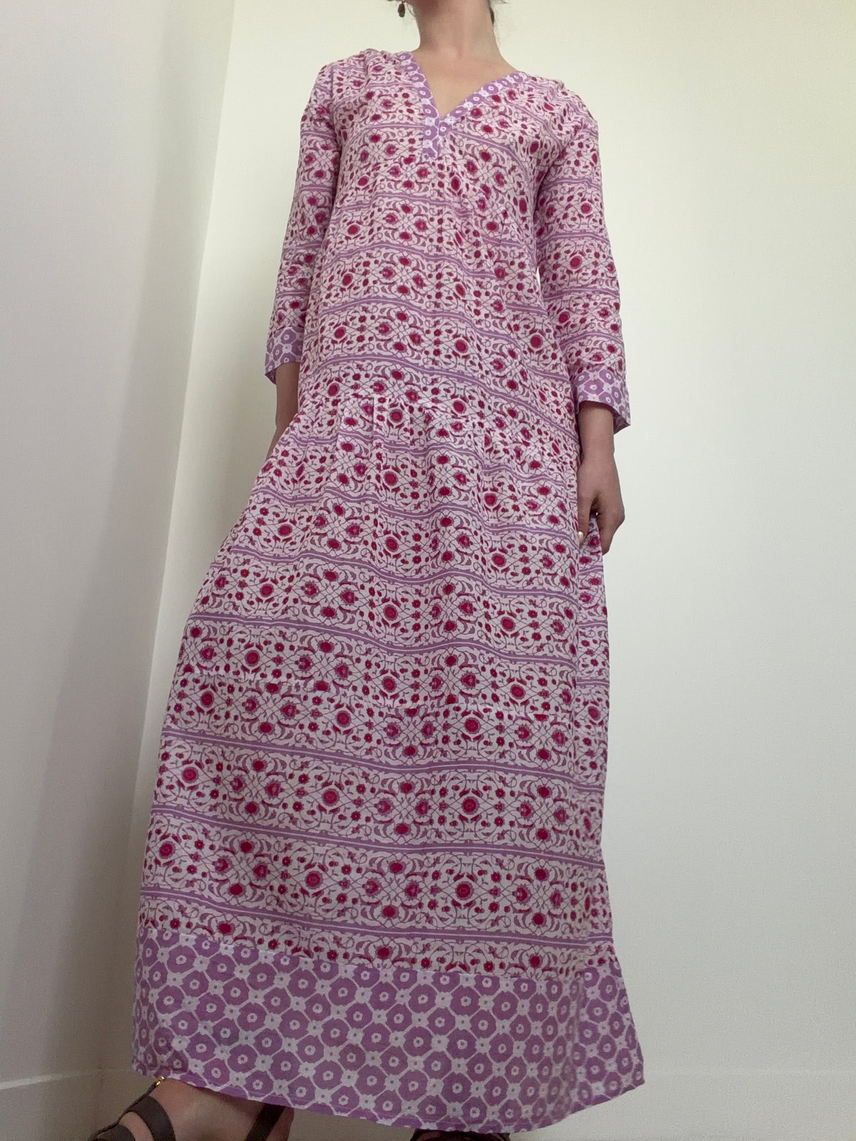 Mykonos Maxi Beach Dress, Pink Floral