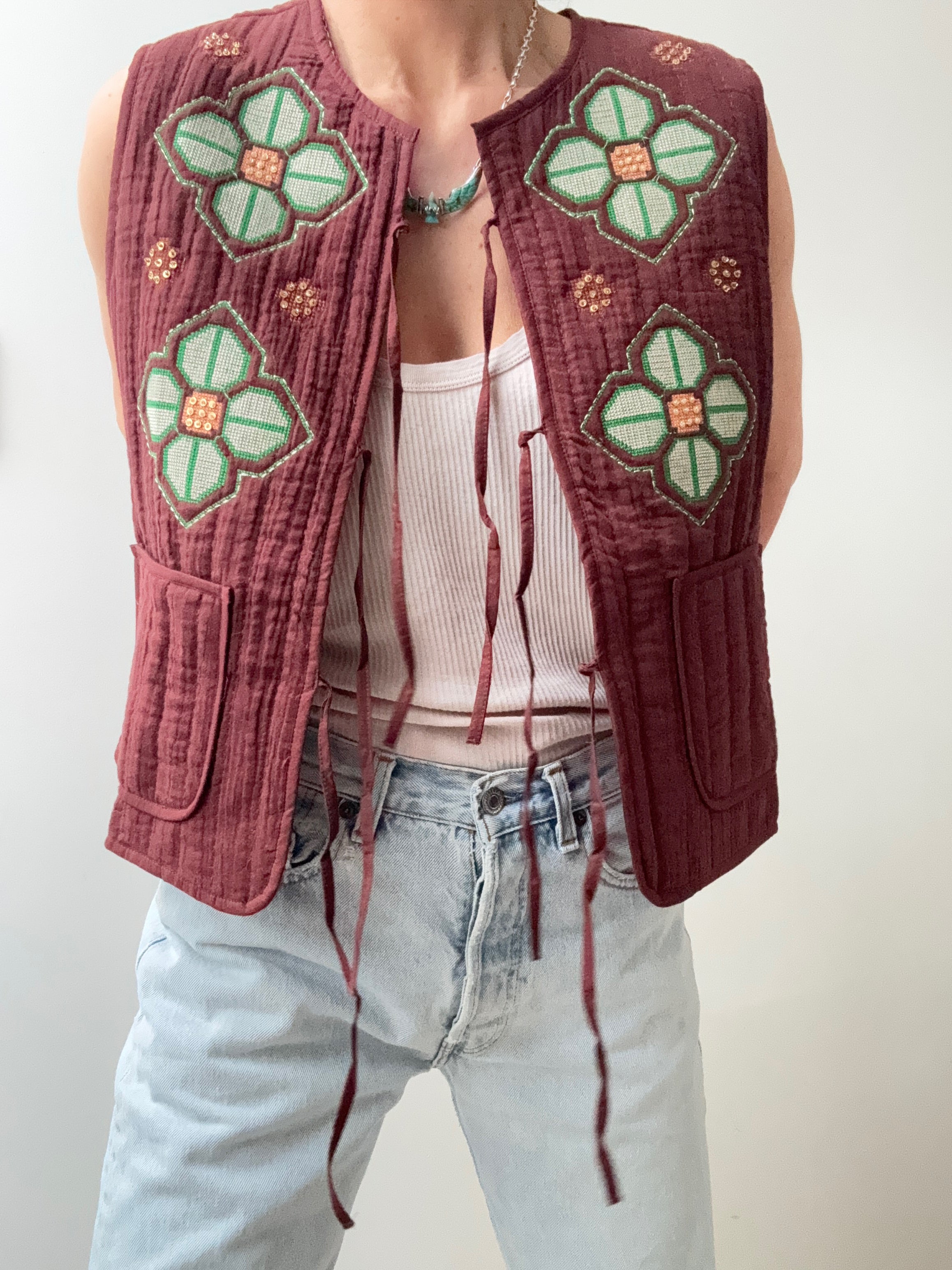 Gilet with Embroidery