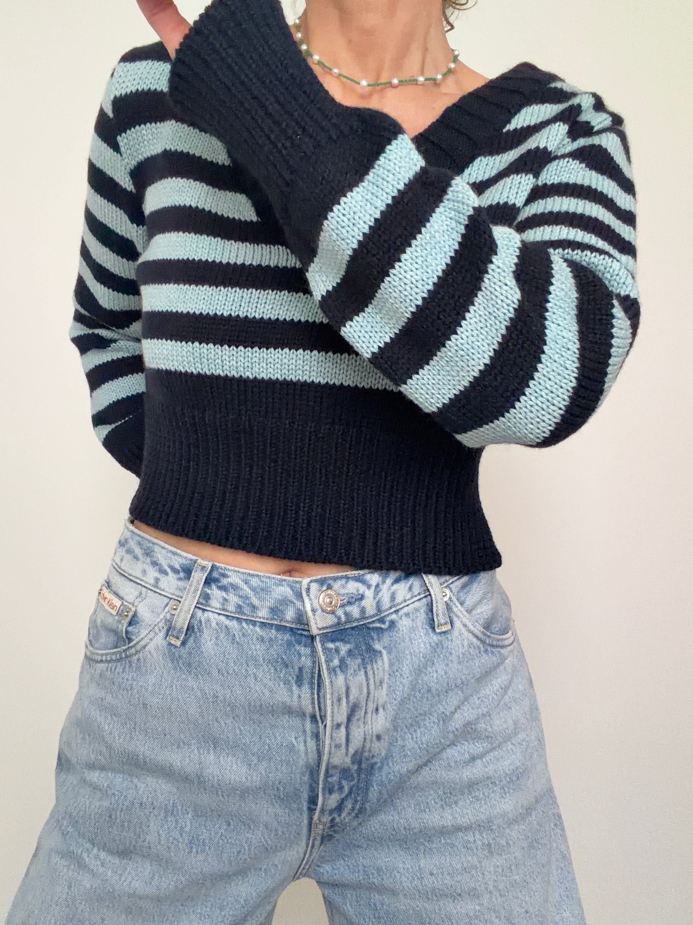 Retro Stripe Crop Knit
