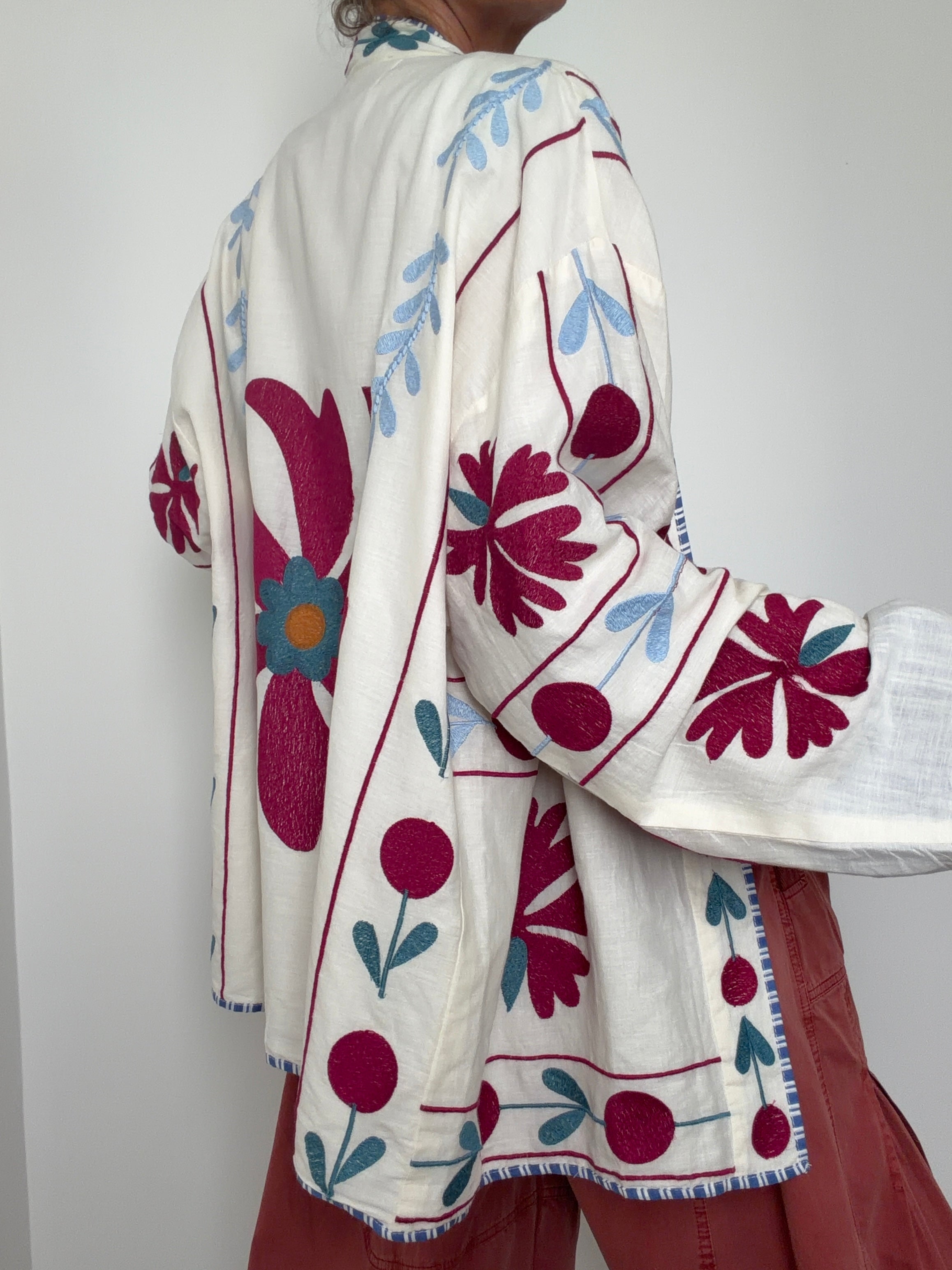 Fuchsia Folk Kimono Jacket