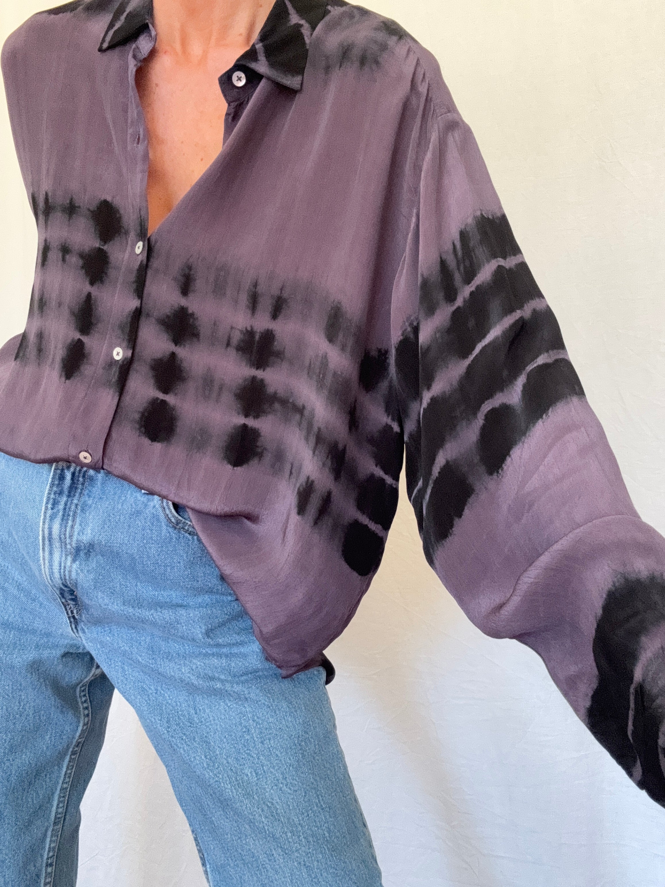 Meganne Blouse Deep Purple Tiedye | Shirts