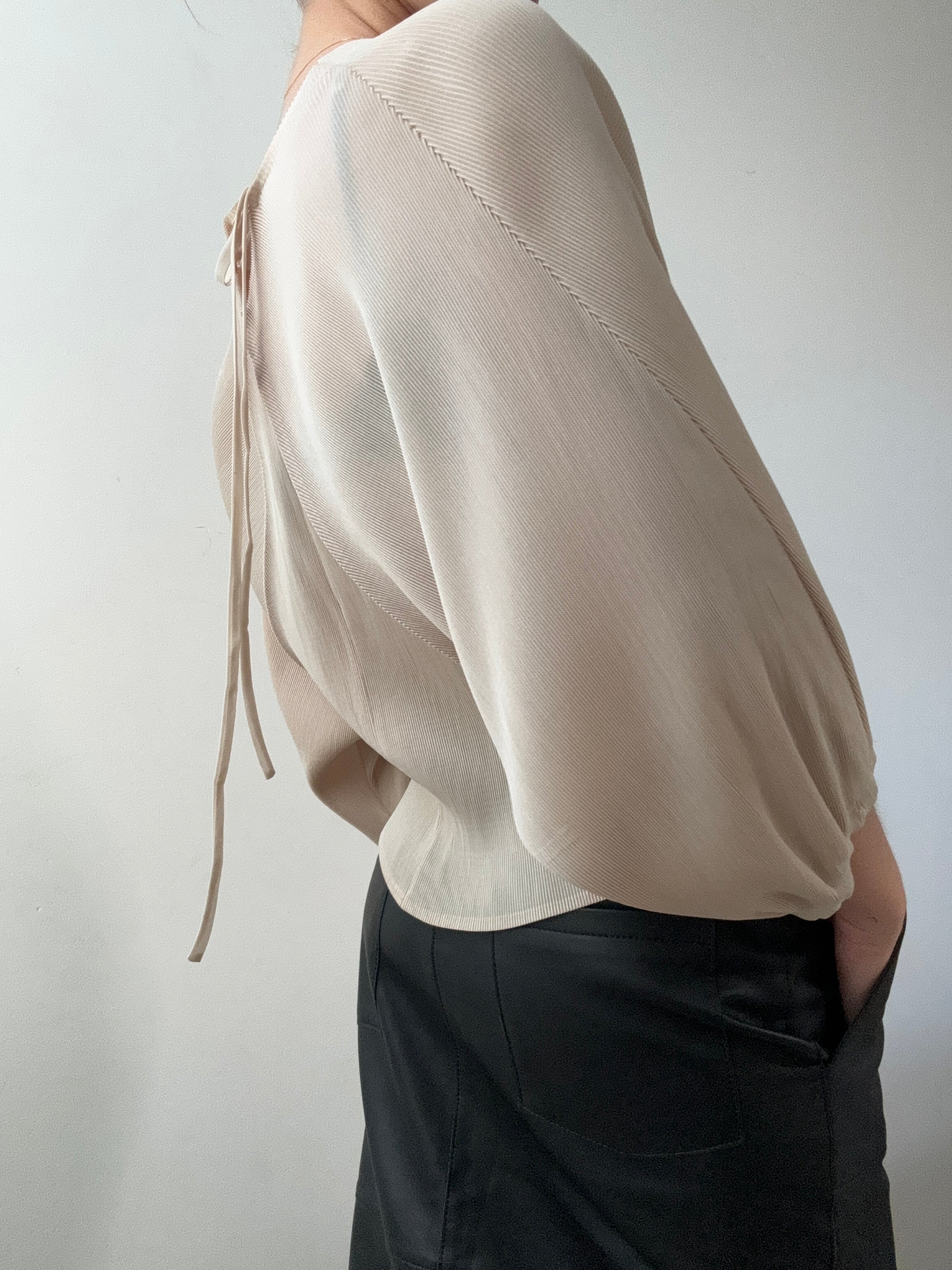 Tie Back Pleat Top Cream