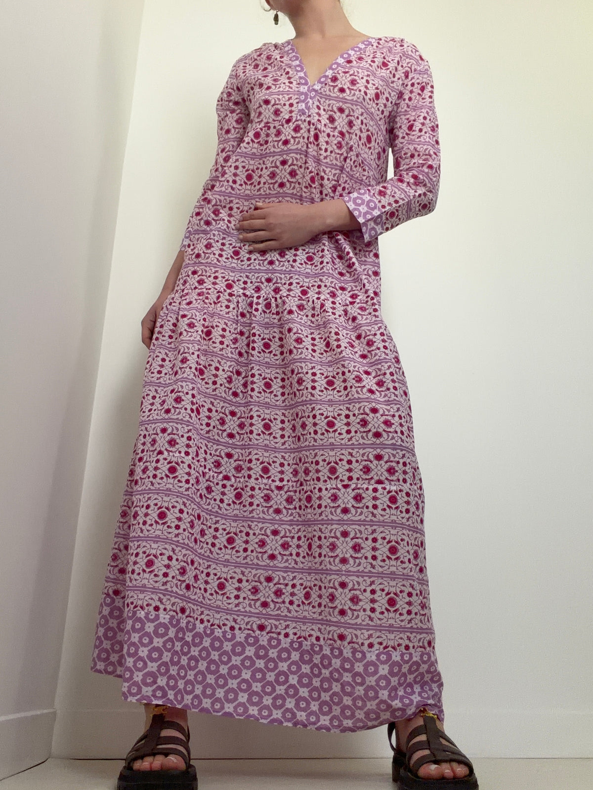 Mykonos Maxi Beach Dress, Pink Floral