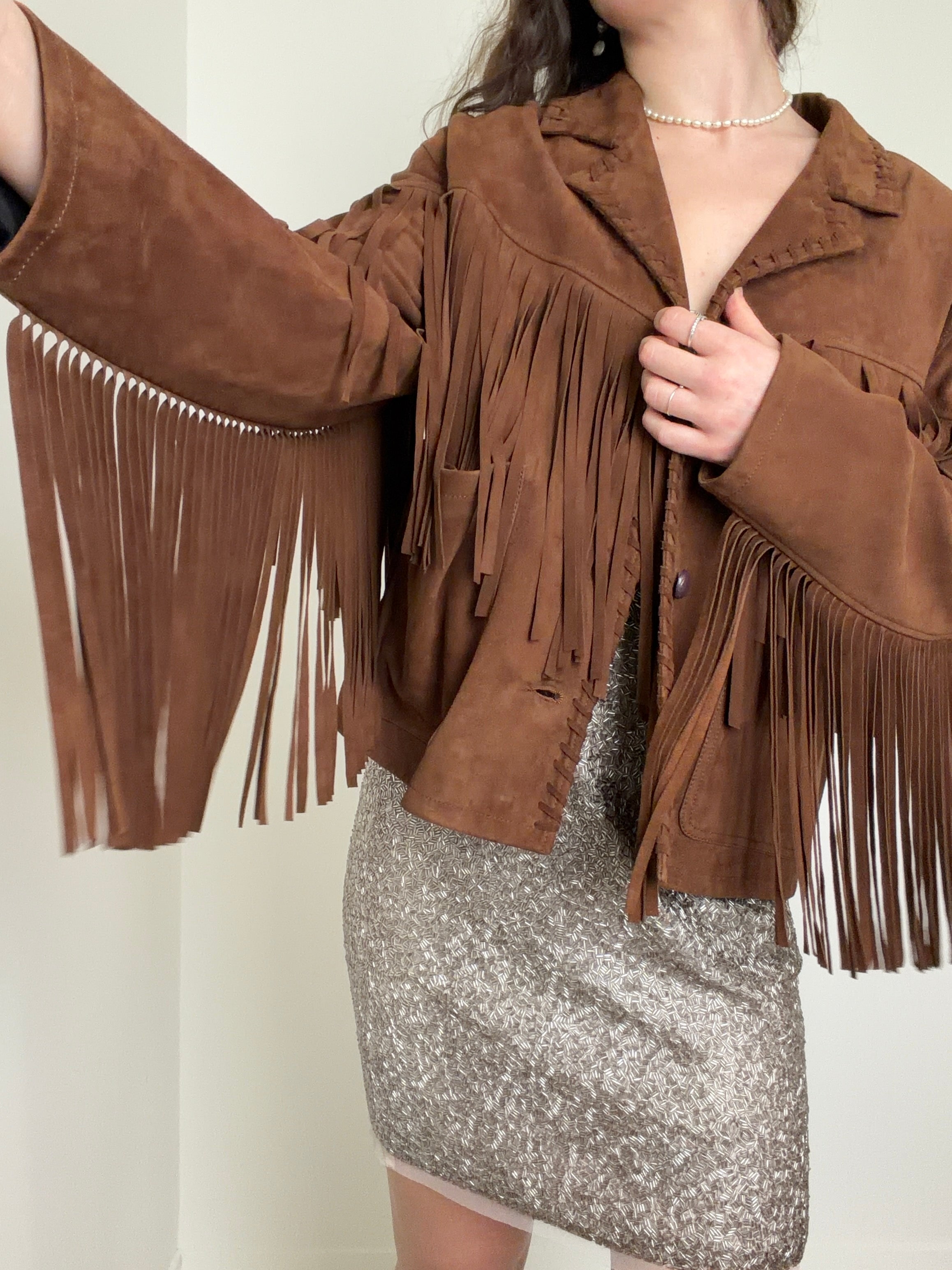 Brown Suede Fringed Jacket