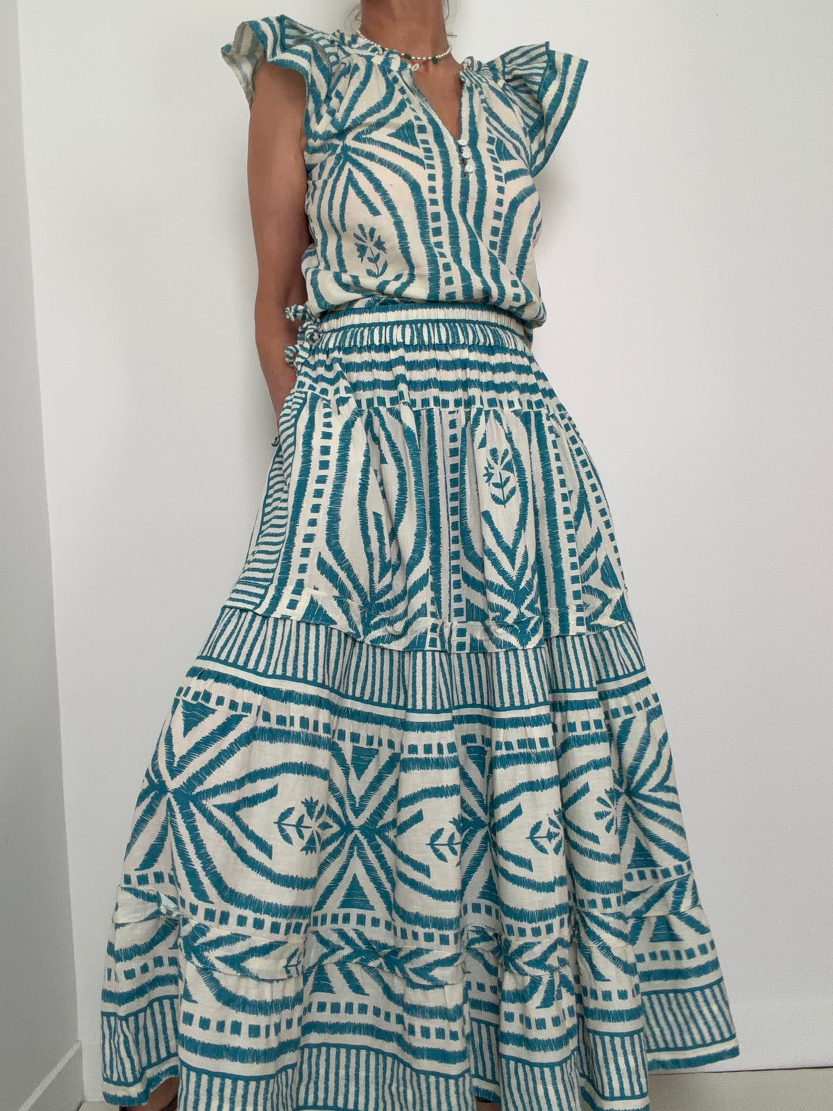 Teal Print Skirt