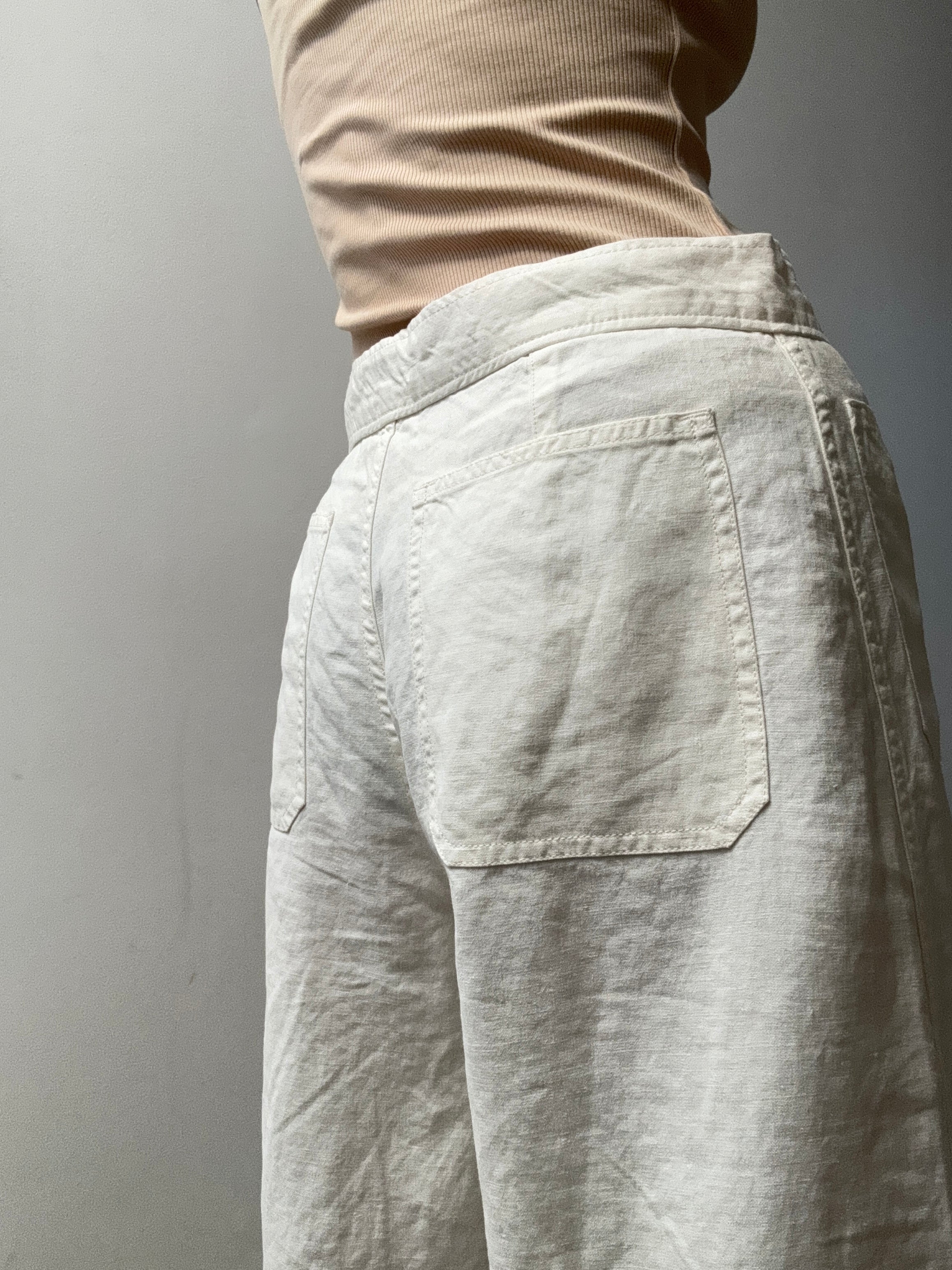 Embroidered Hemp Wide Leg Pant | Pants