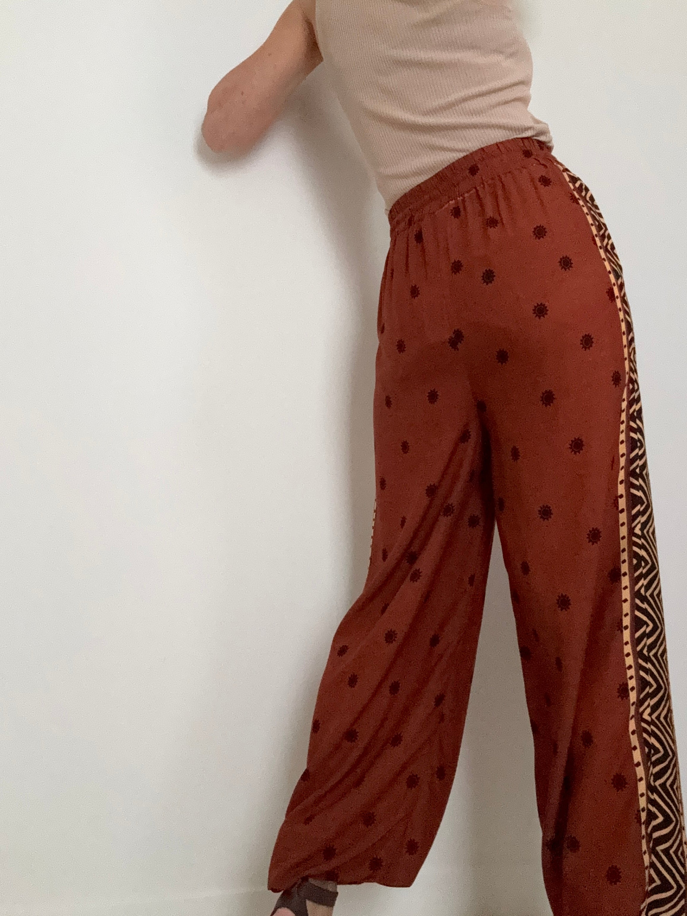 Tropical Sun Printed Balloon Pants Brown