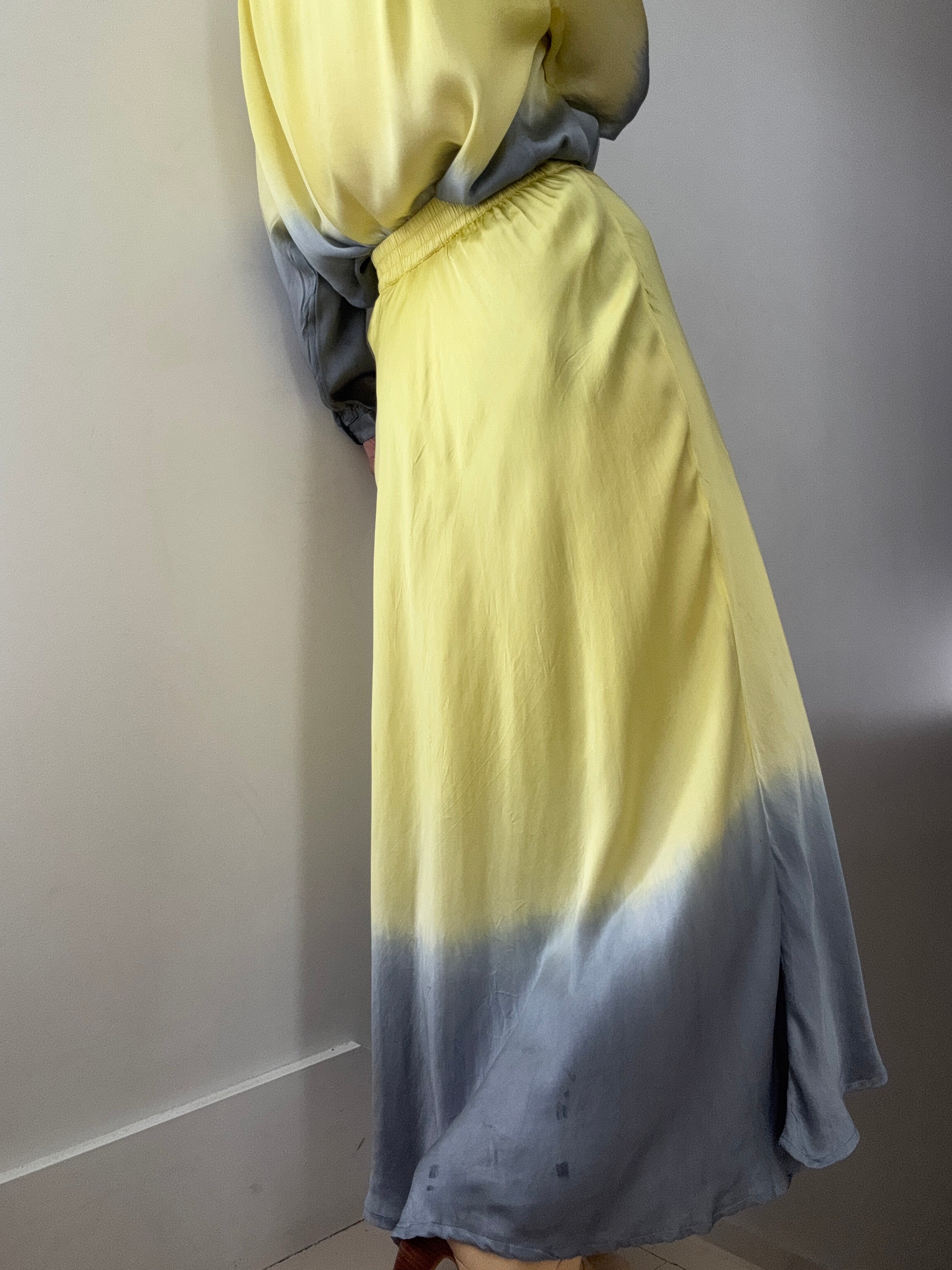 Silk Ombre Skirt Lemon