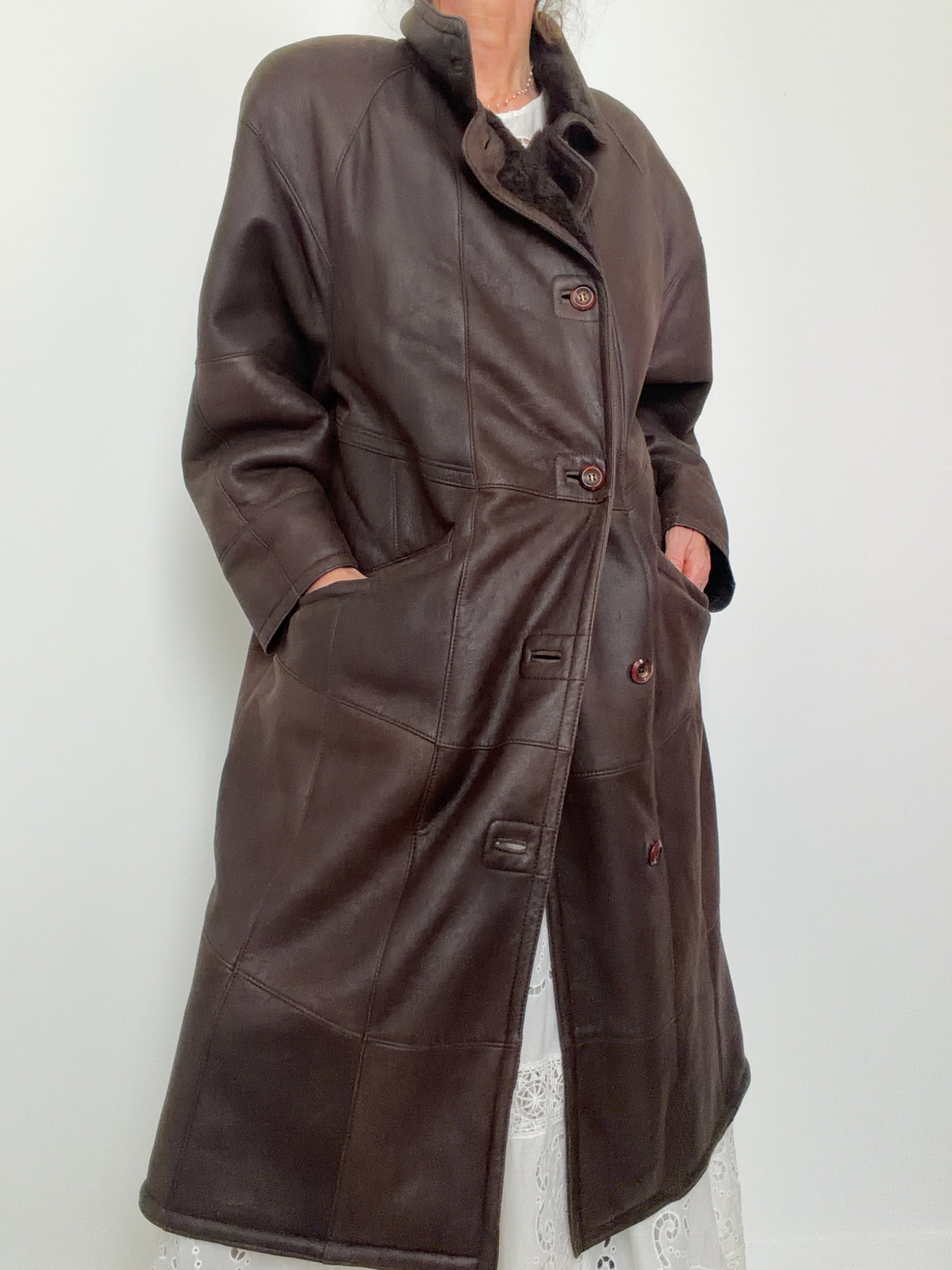 Vintage 80,s Shearling Maxi Coat