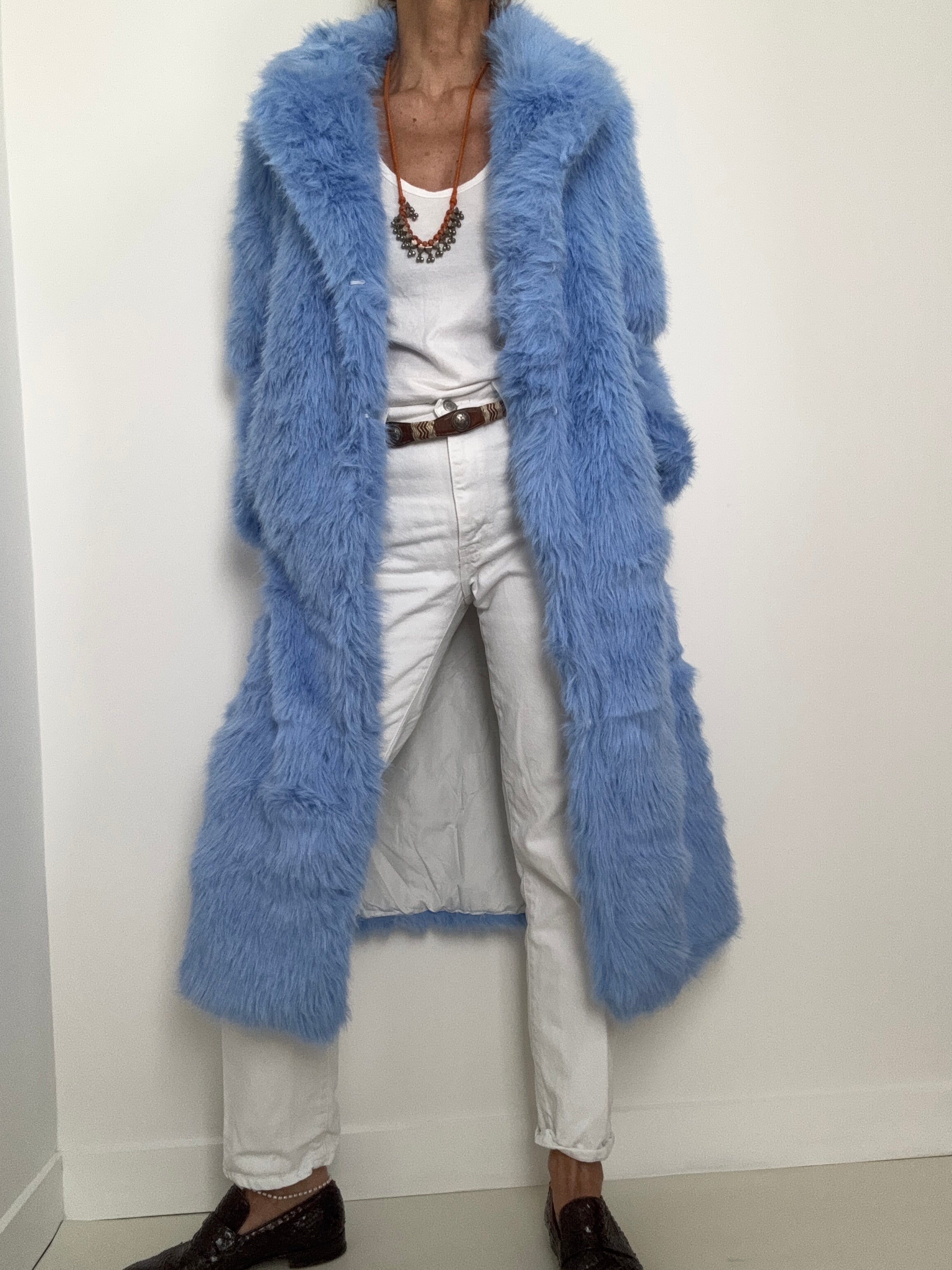 Sky Blue Rabbit Fur Coat