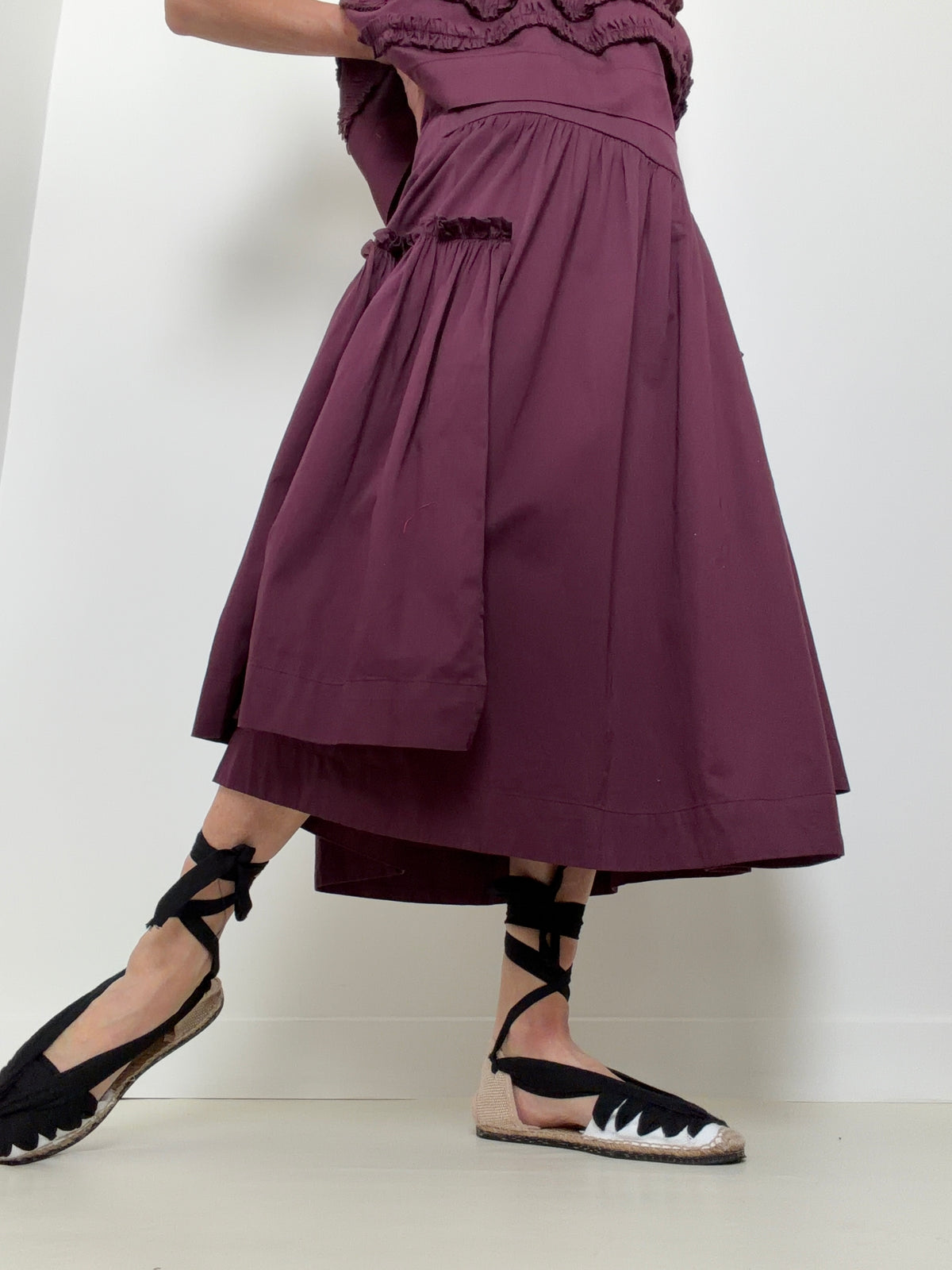 Layla Shirred Midi Skirt Plum